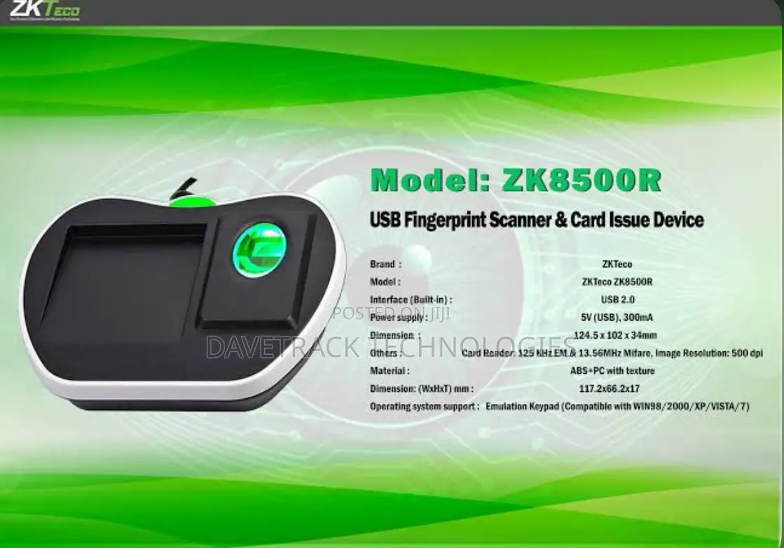 Zkteco Zk8500 Fingerprint Scanner Reader And Card