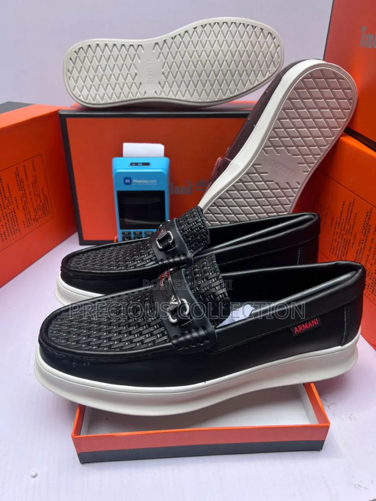 Men's Double White Sole Armani Leather Loafers