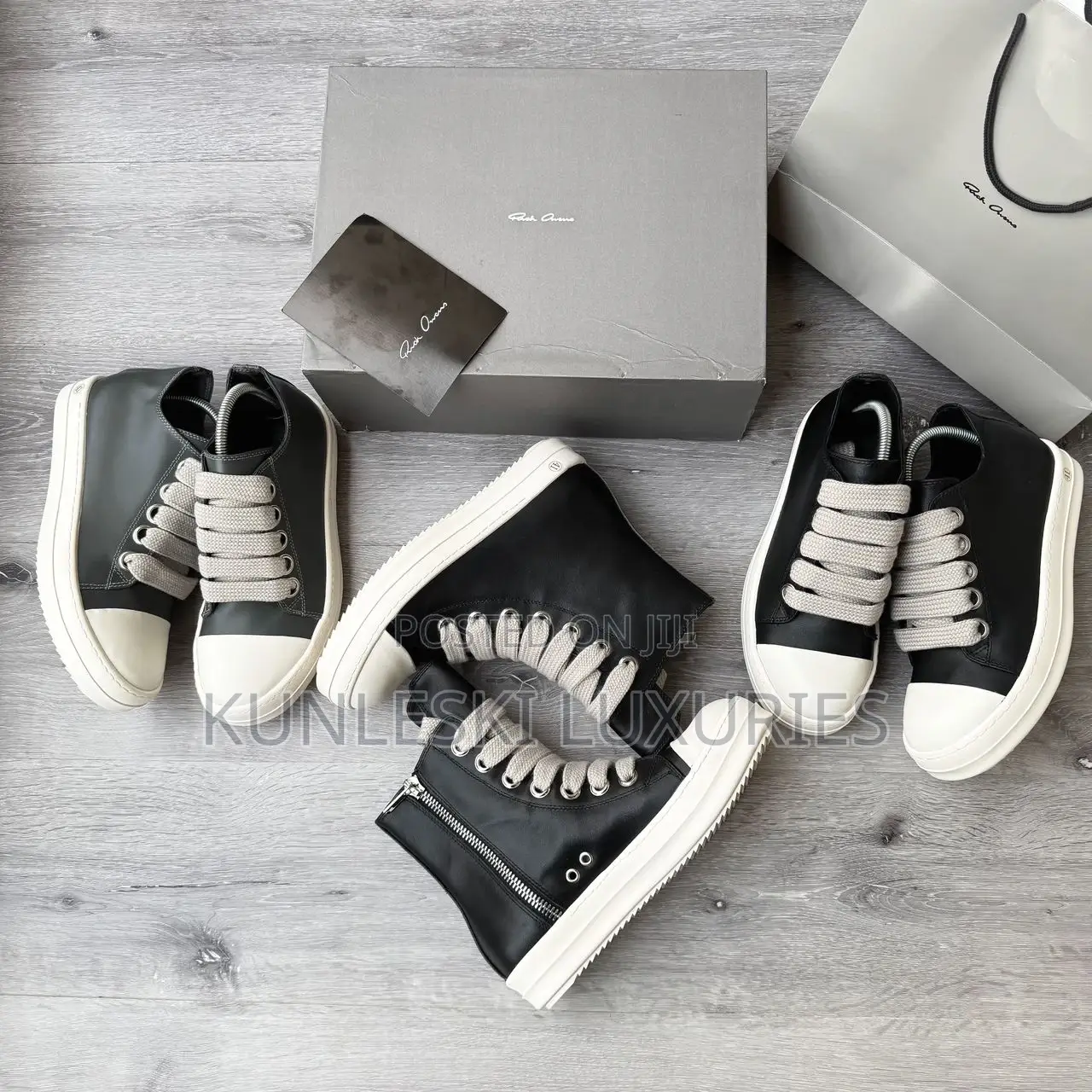 Rick Owen DRKSHDW Jumbo Lace High and Low Top Sneakers