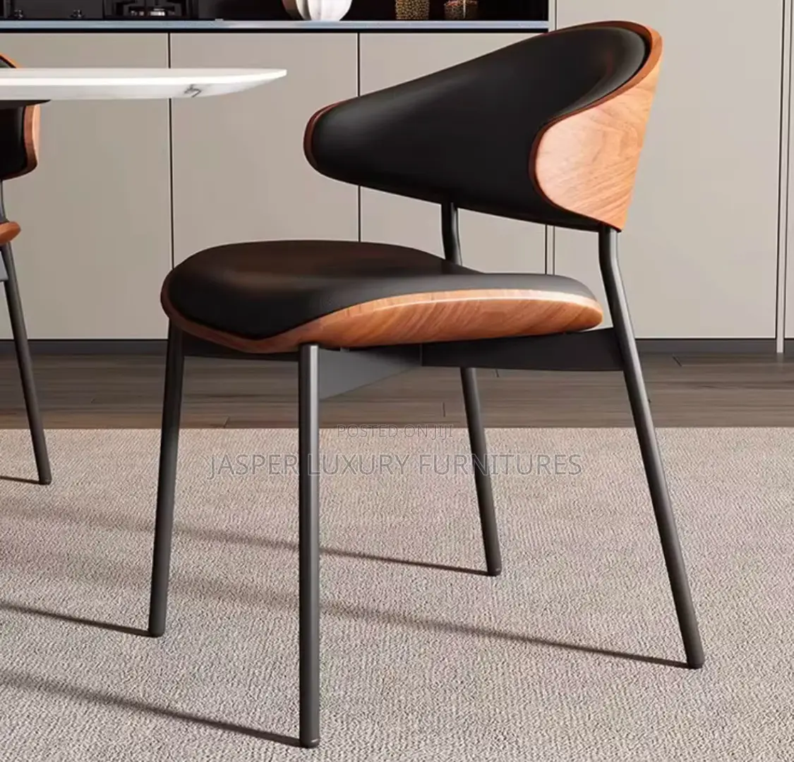 Wooden Designed Chair With Premium Leather Upholstery.