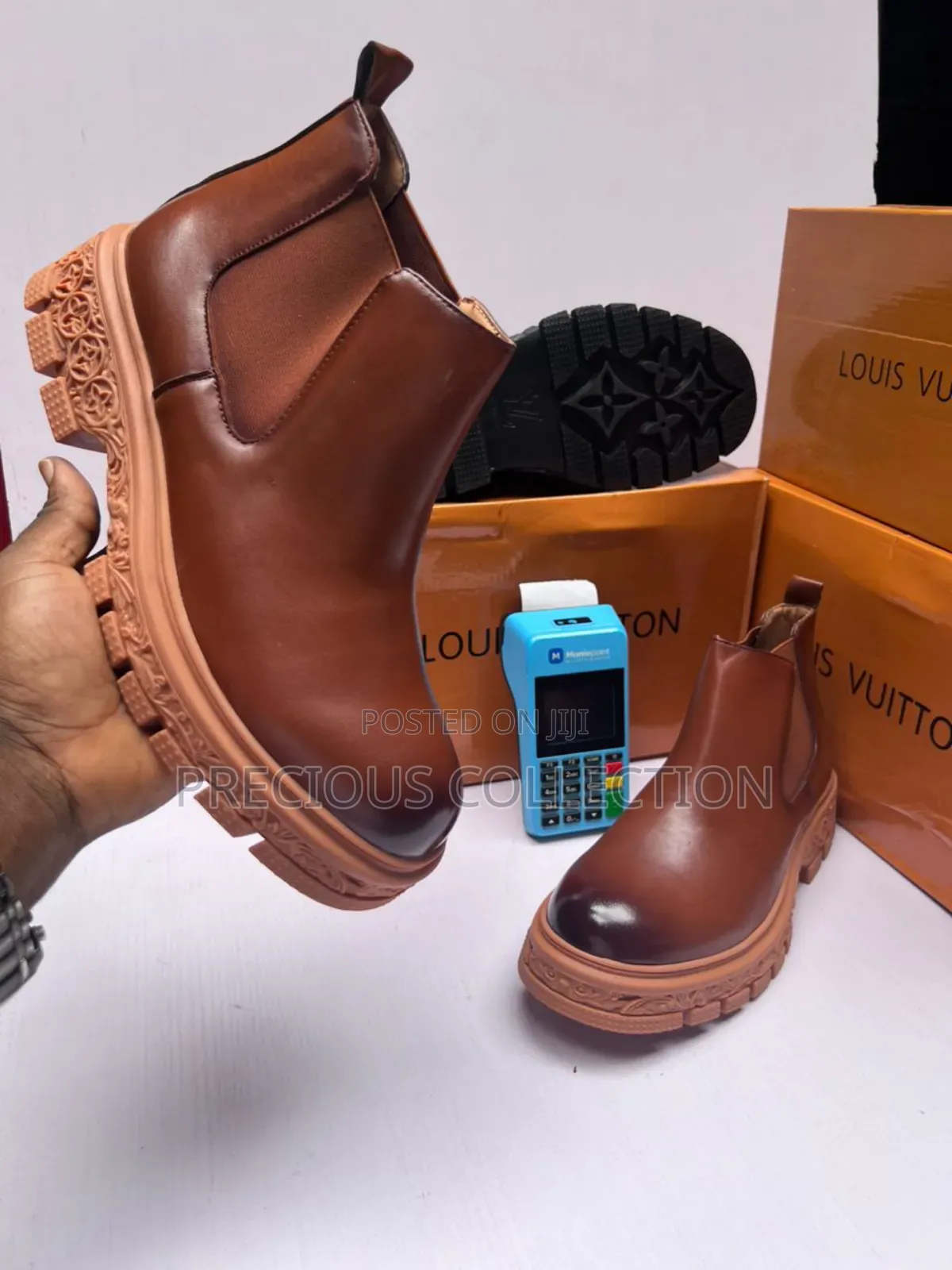 Big Sole Louis Vuitton Leather Ankle Shoe for Men