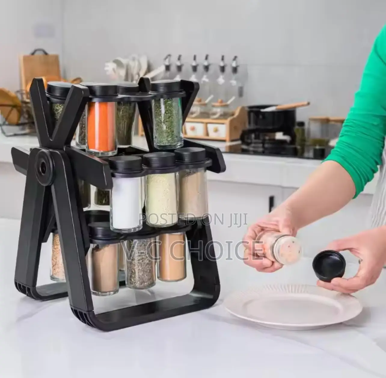 Rotating Plastic Spice Rack Set With Bottle Ferris Wheel
