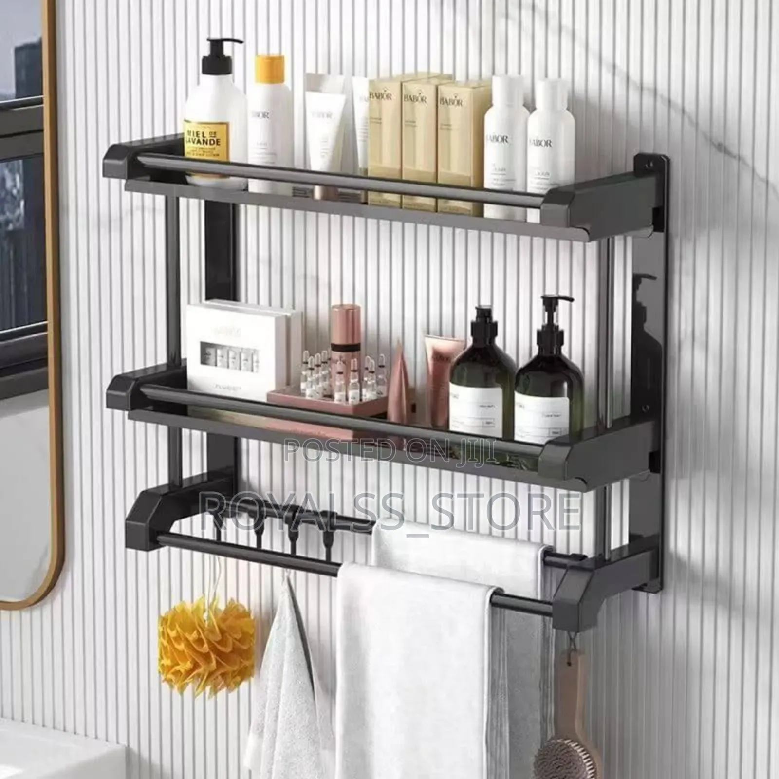 Wall Mounted Bathroom Storage Rack With Towel Bar