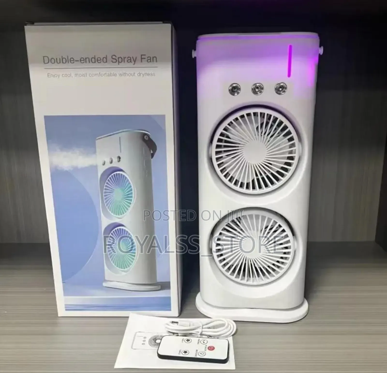 2-in-1 Rechargeable Double Ended Table Fan Humidifier