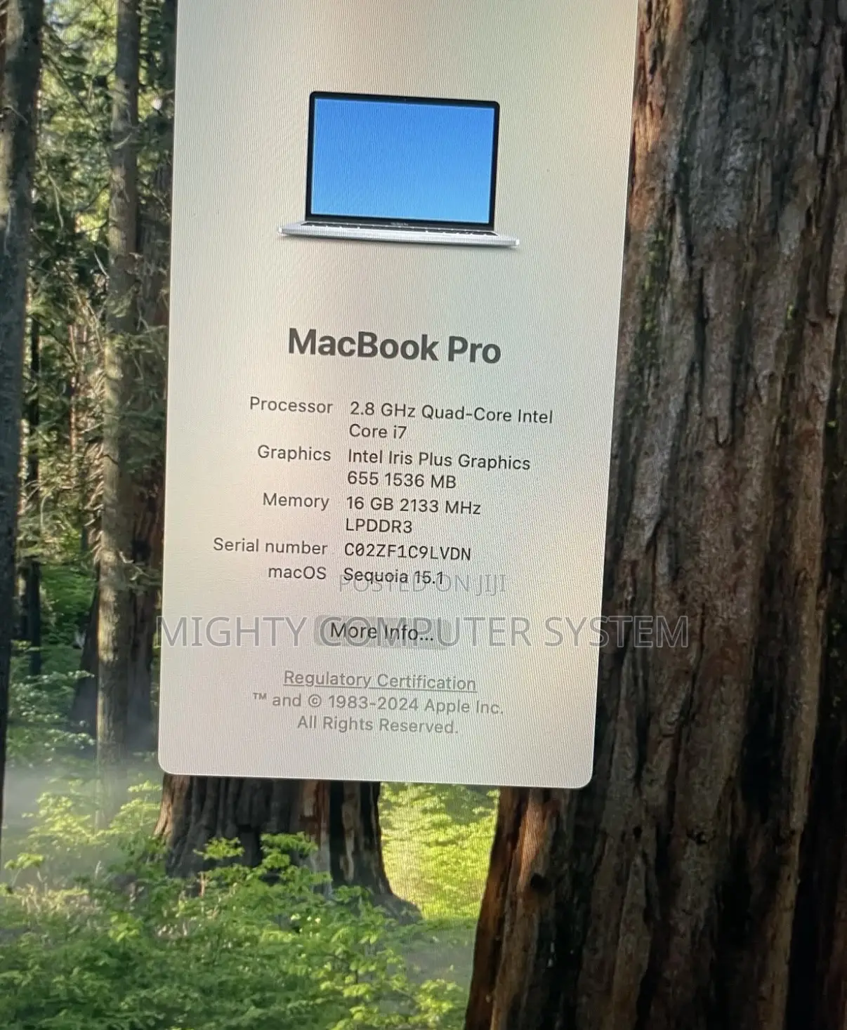 Laptop Apple MacBook Pro 2019 16GB Intel Core I7 SSD 256GB