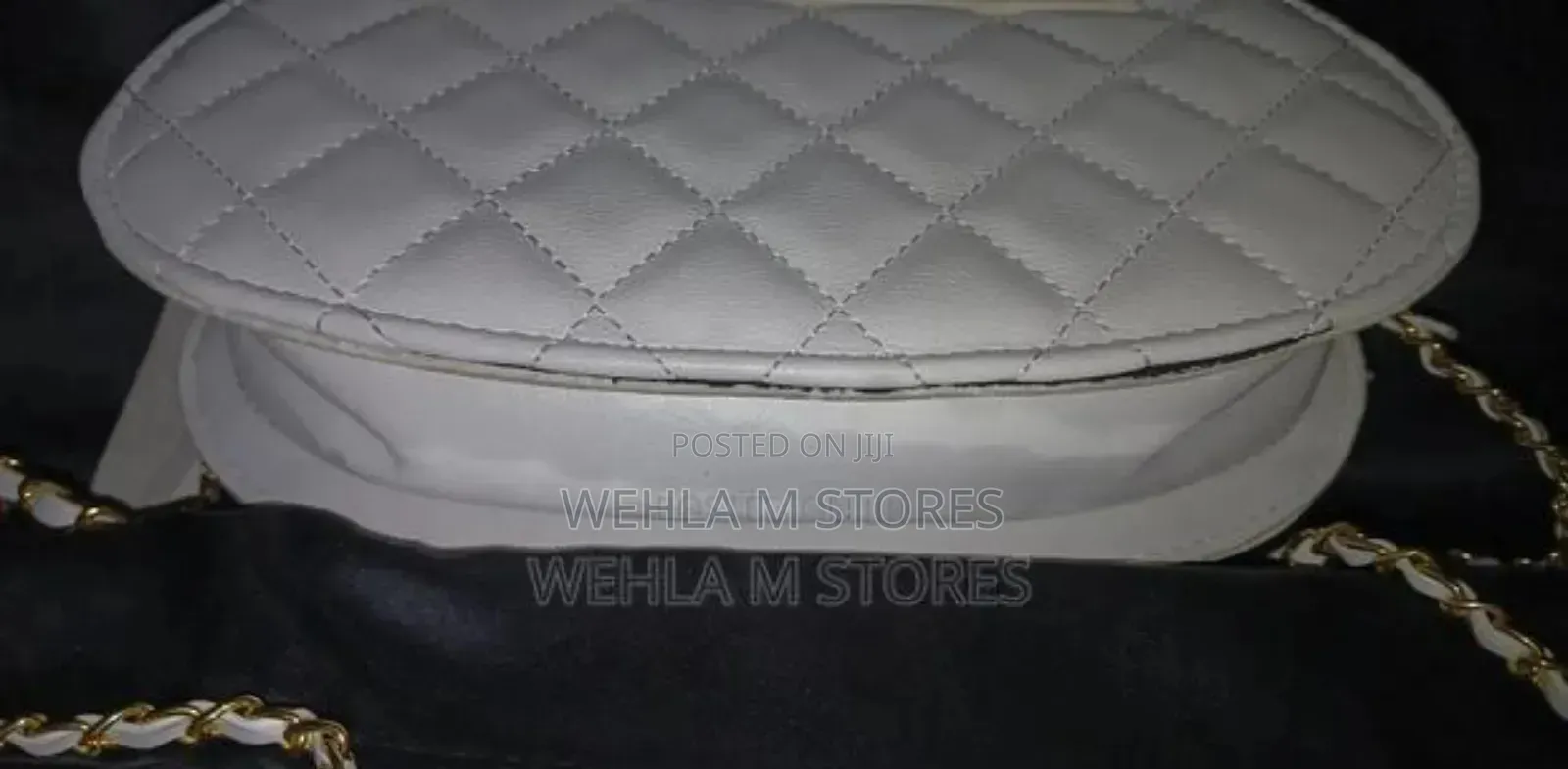 Beaded Handle Chain Shoulder White Bag