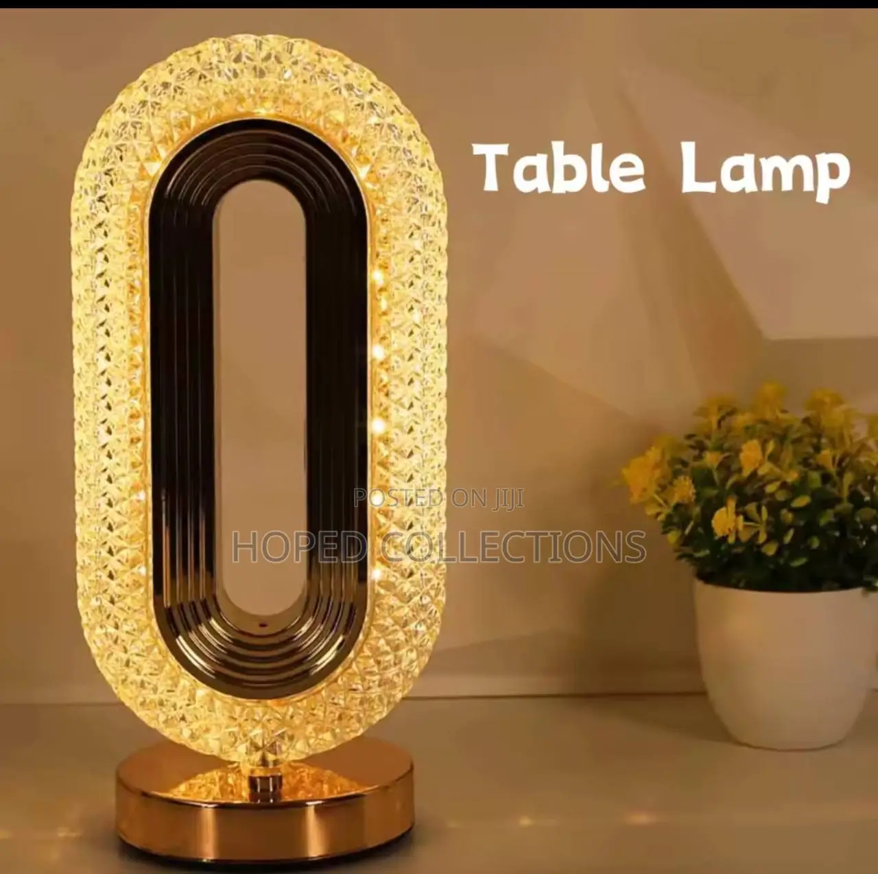 Luxurious Oval Crystal Table Lamp