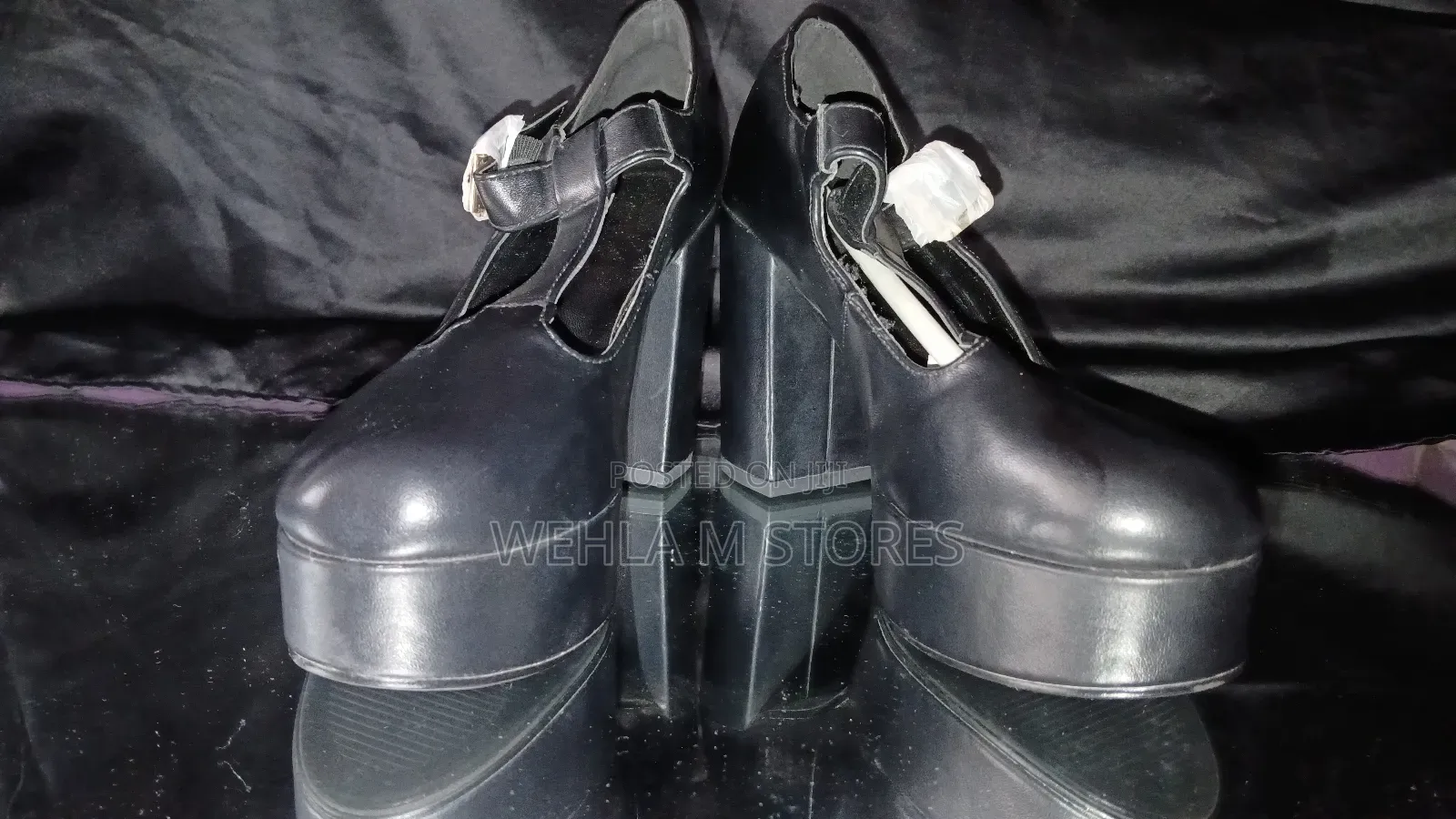 Coutgo Chunky Platform Mary Jane T-Strap Block Heel Pumps