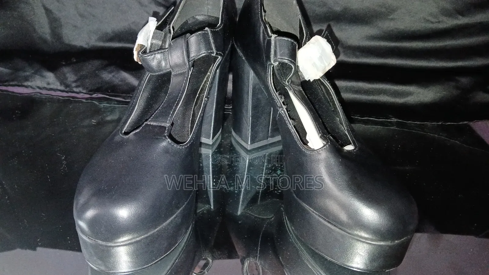 Coutgo Chunky Platform Mary Jane T-Strap Block Heel Pumps