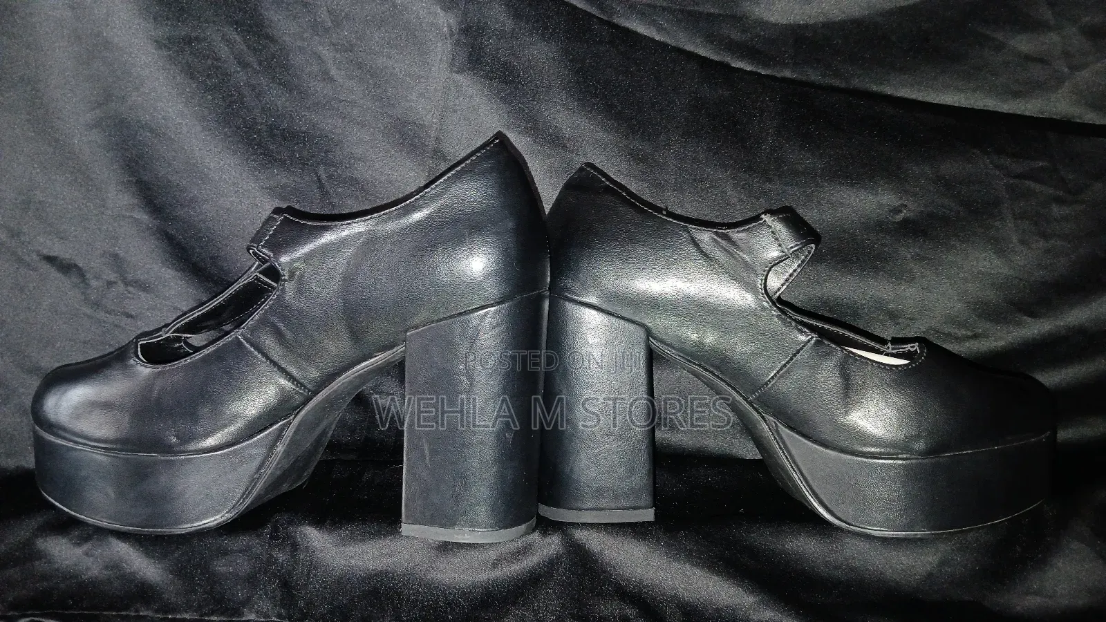 Coutgo Chunky Platform Mary Jane T-Strap Block Heel Pumps