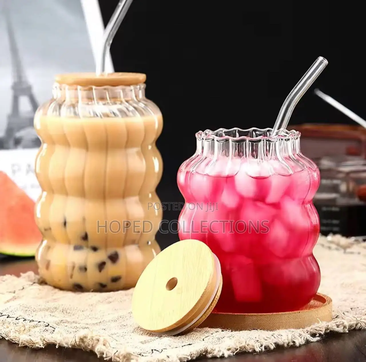 Beautiful Glass Cup,Lid With Straw