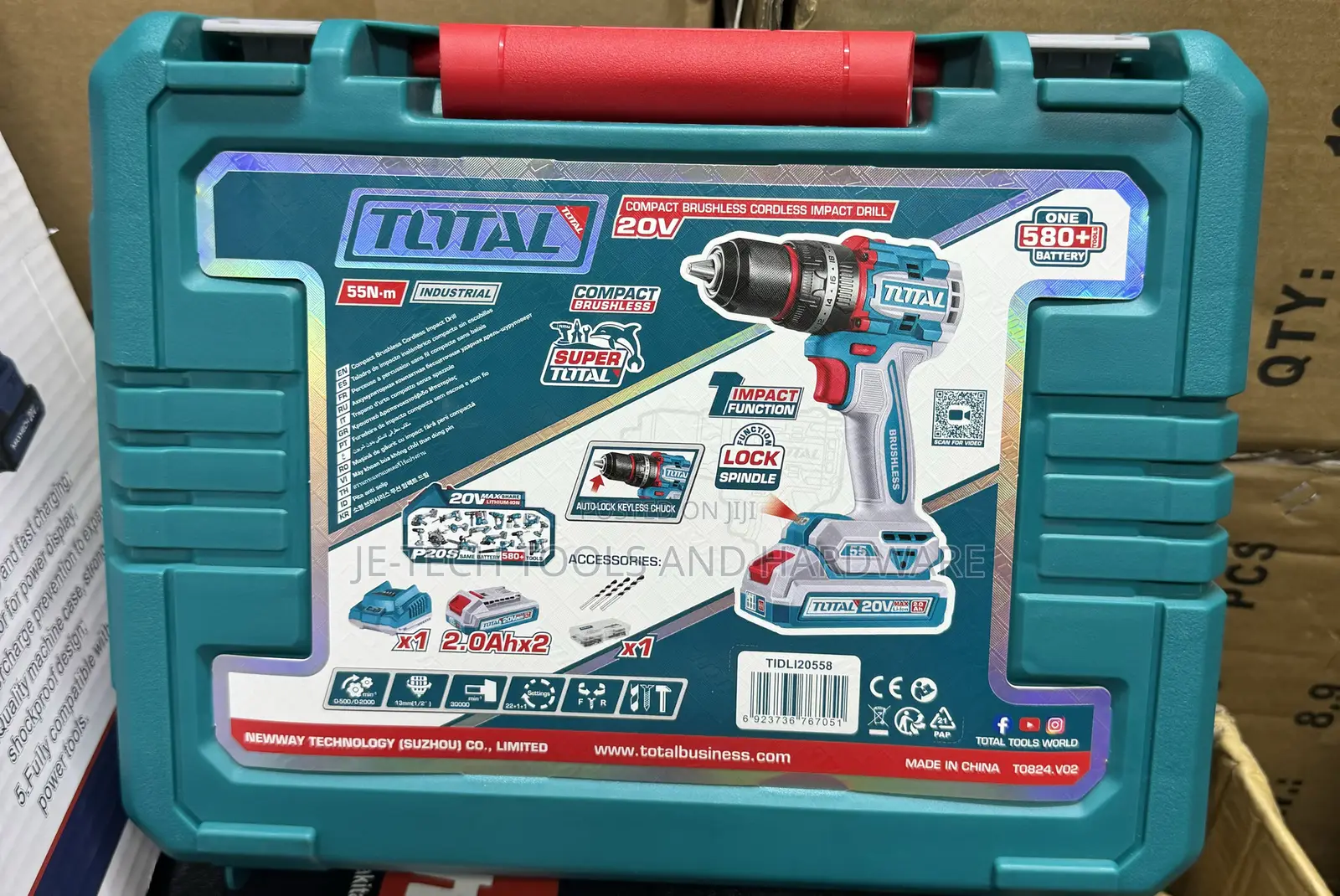 Total Cordless Impact Drill 13mm With Batteries Charger