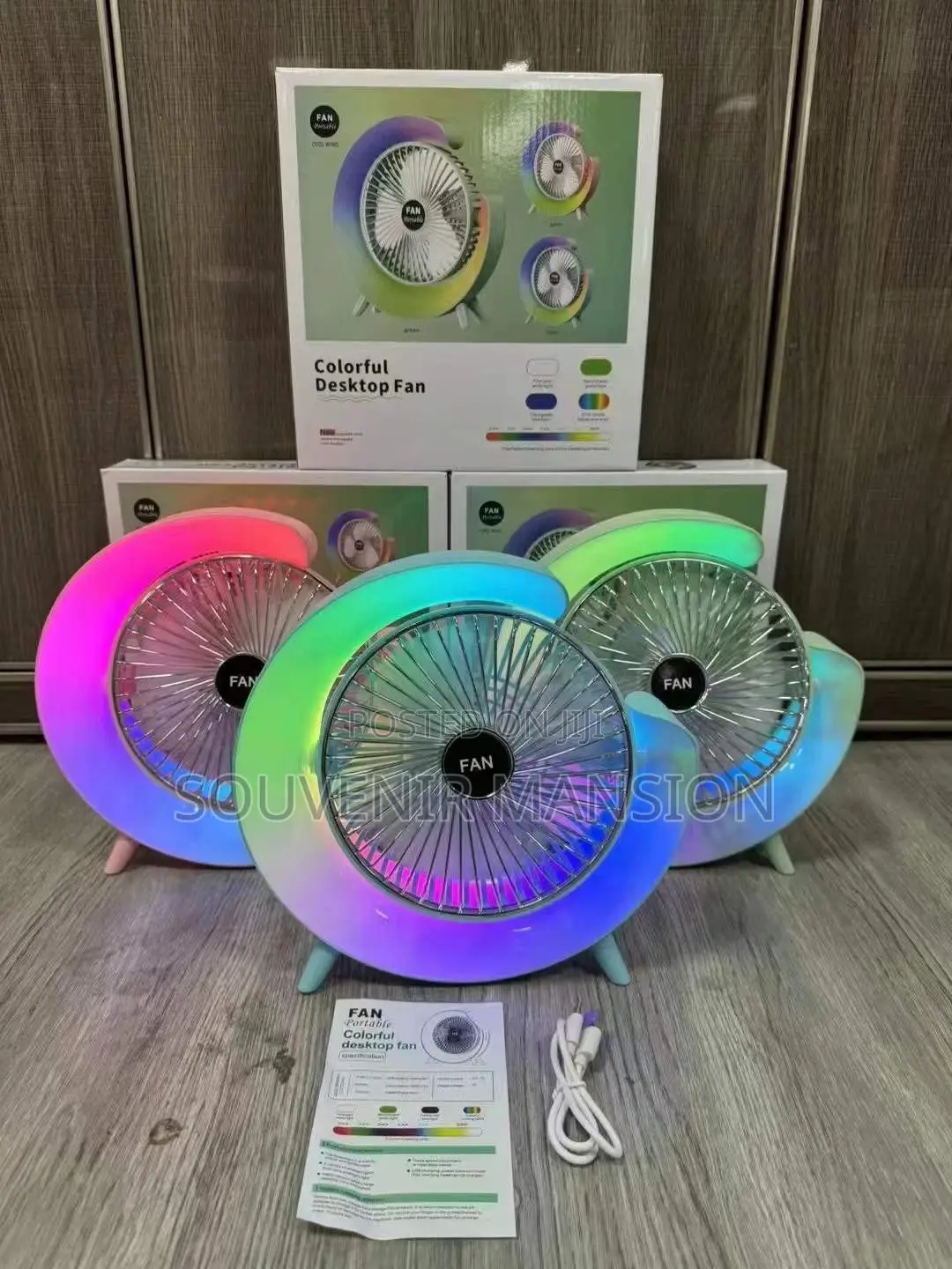 Mini Desktop Usb Electric Fan With Led Light