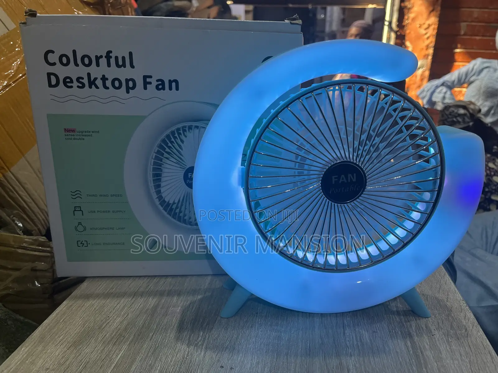 Mini Desktop Usb Electric Fan With Led Light