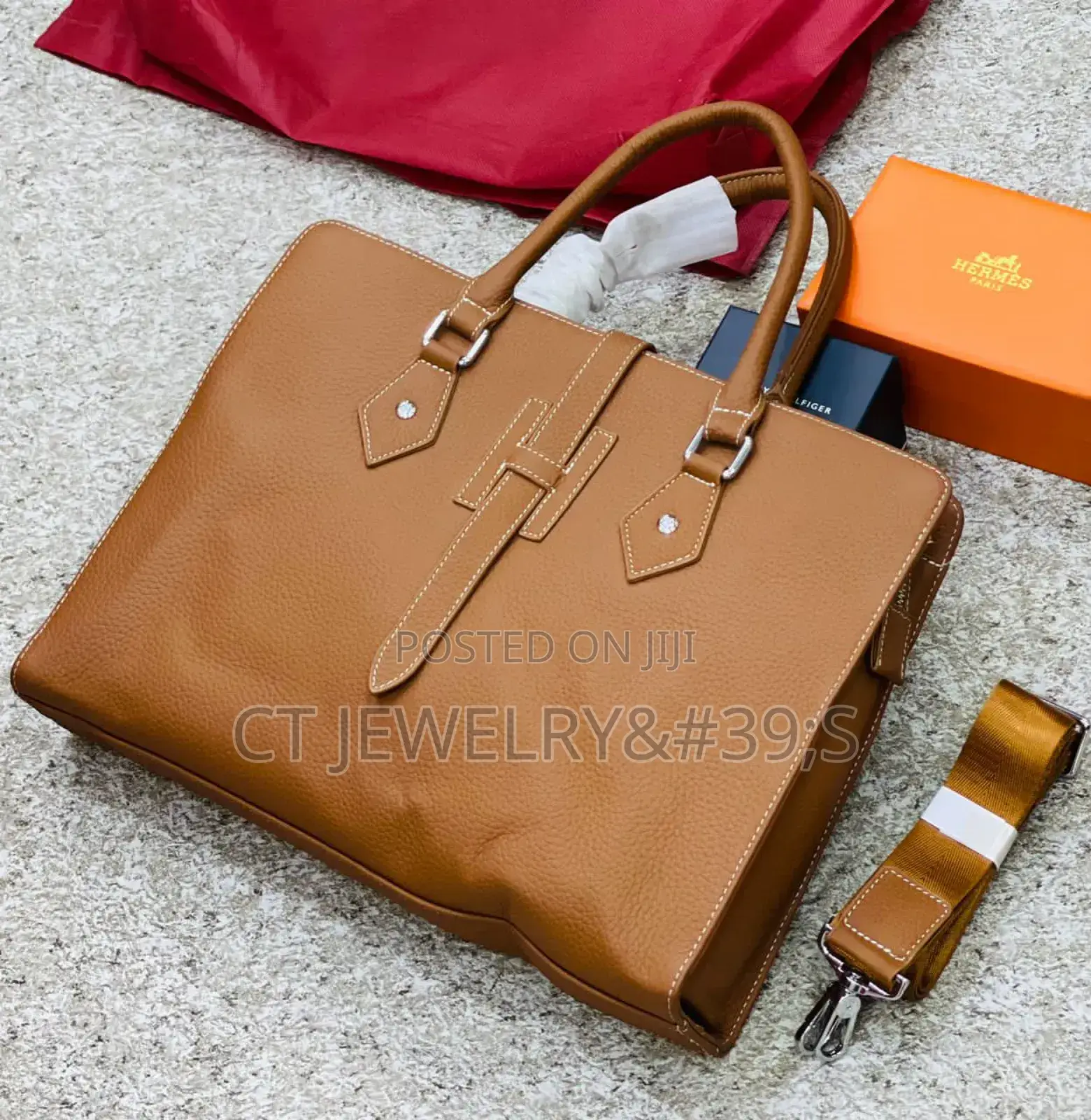 Genuine Leather HERMES PARIS Laptop Bag (Black, Brown Blues)