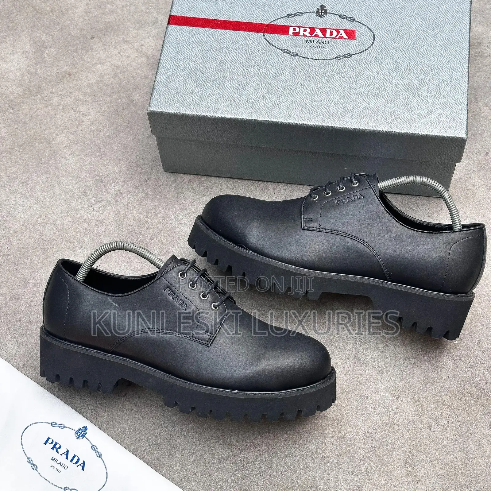 Original Prada Milano Derby Black Leather Shoe