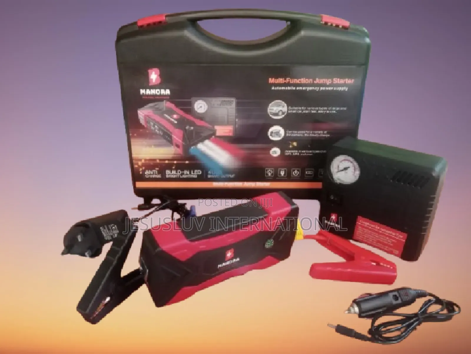 Jump Starter + Tyre Inflator for Both Large Small Vehicle