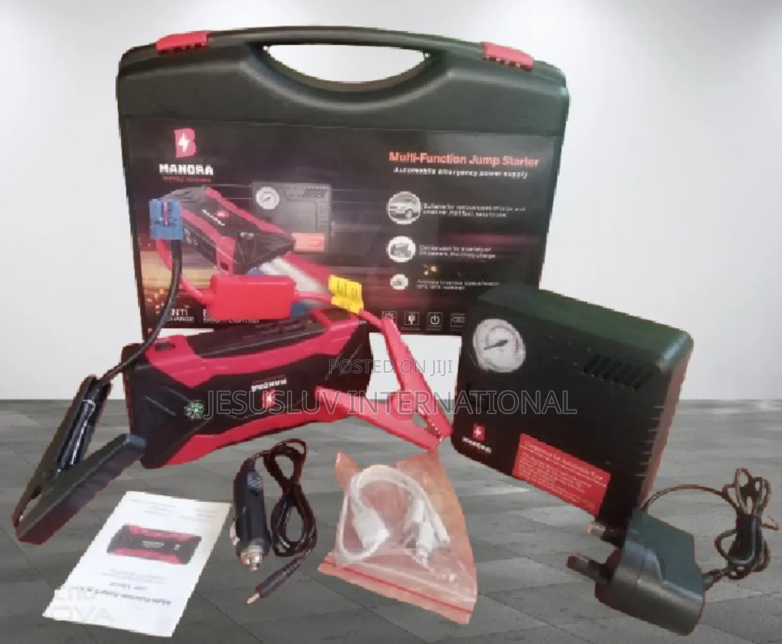 Jump Starter + Tyre Inflator for Both Large Small Vehicle