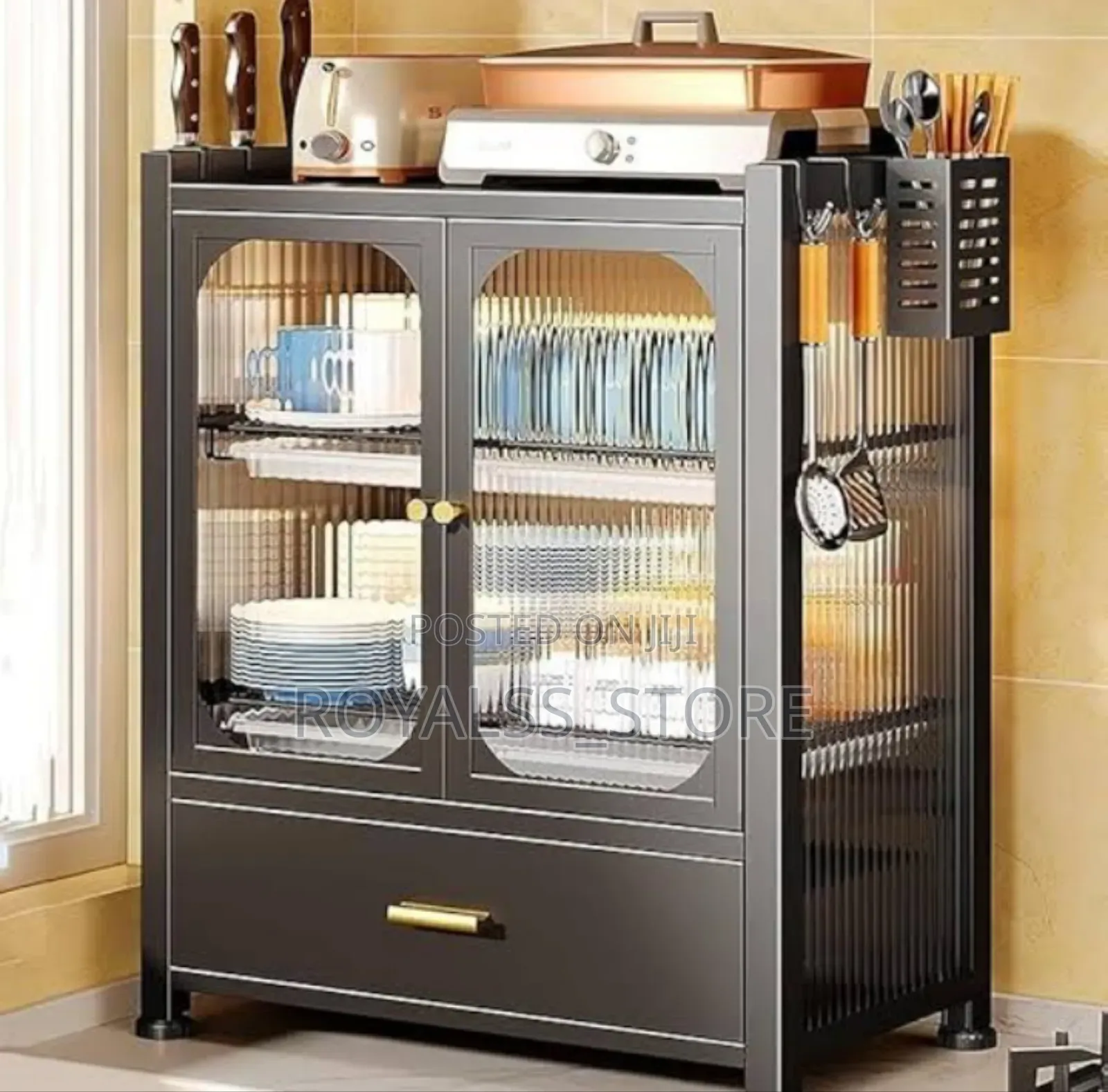 Multifunctional Countertop Cupboard Dish Rack With Door