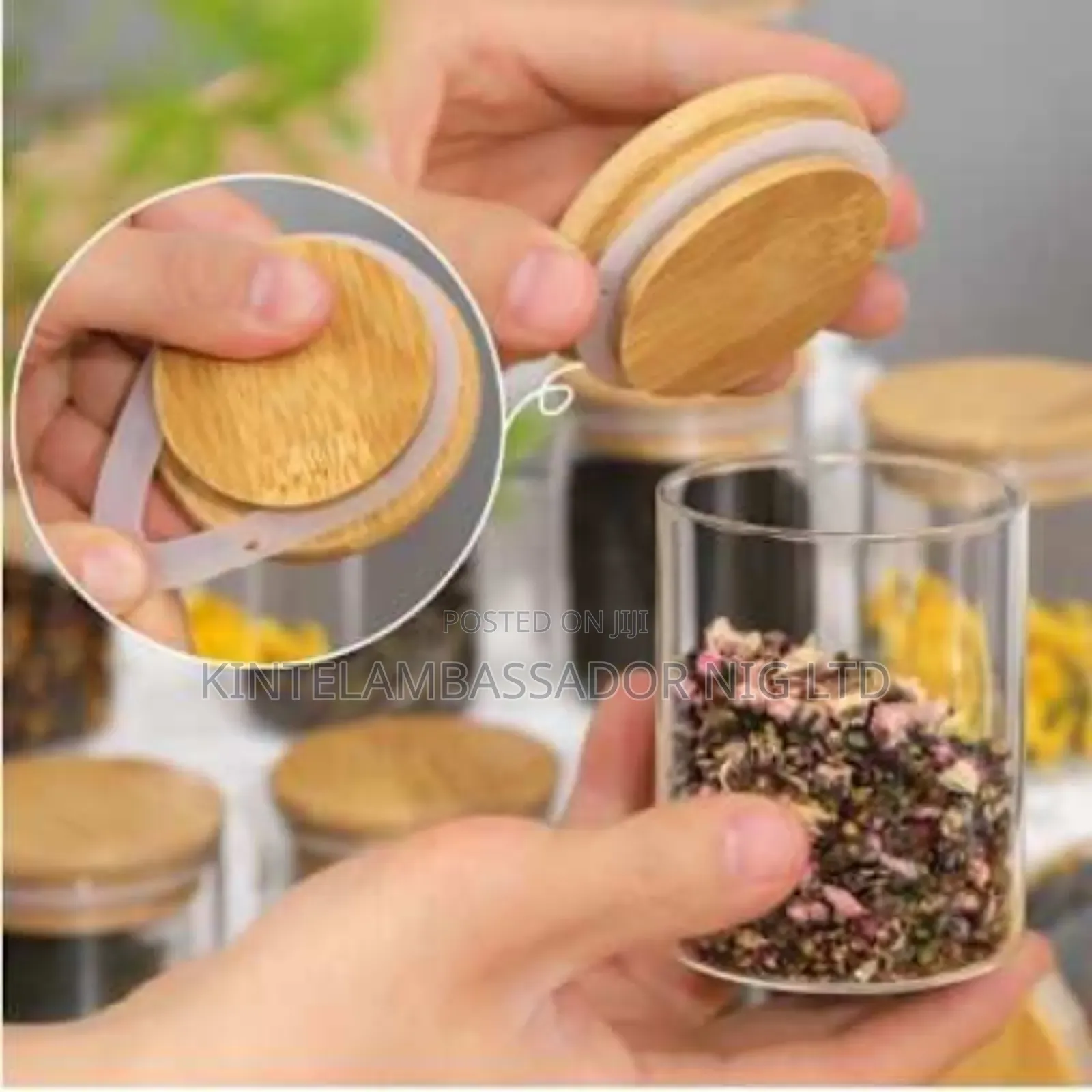 Wood Lid Glass Airtight Canister