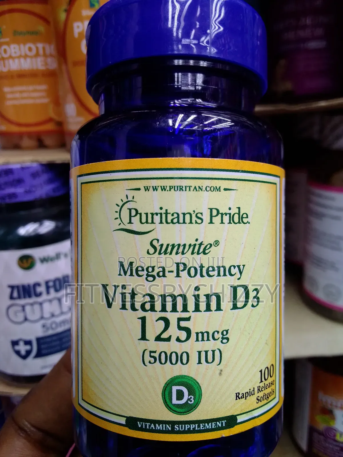 Puritan's Pride Vitamin D3 125mcg 5000IU X 100 Softgels