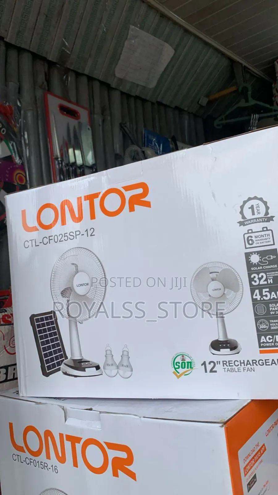 3in1 Rechargeable Table Fan With Solar Panel and Two Bulb