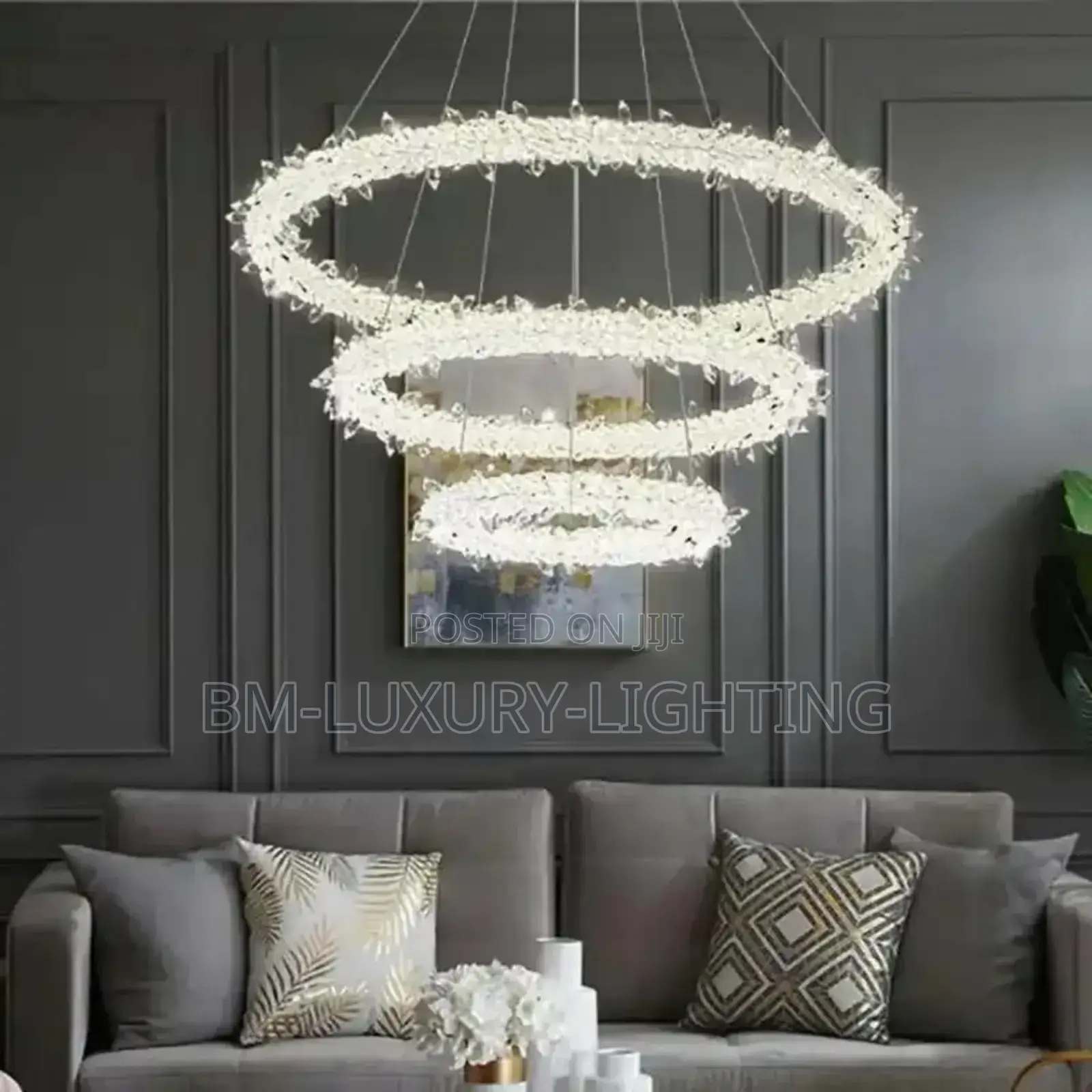 Modern Luxury Crystal Ice 3 Ring Pendant Chandelier