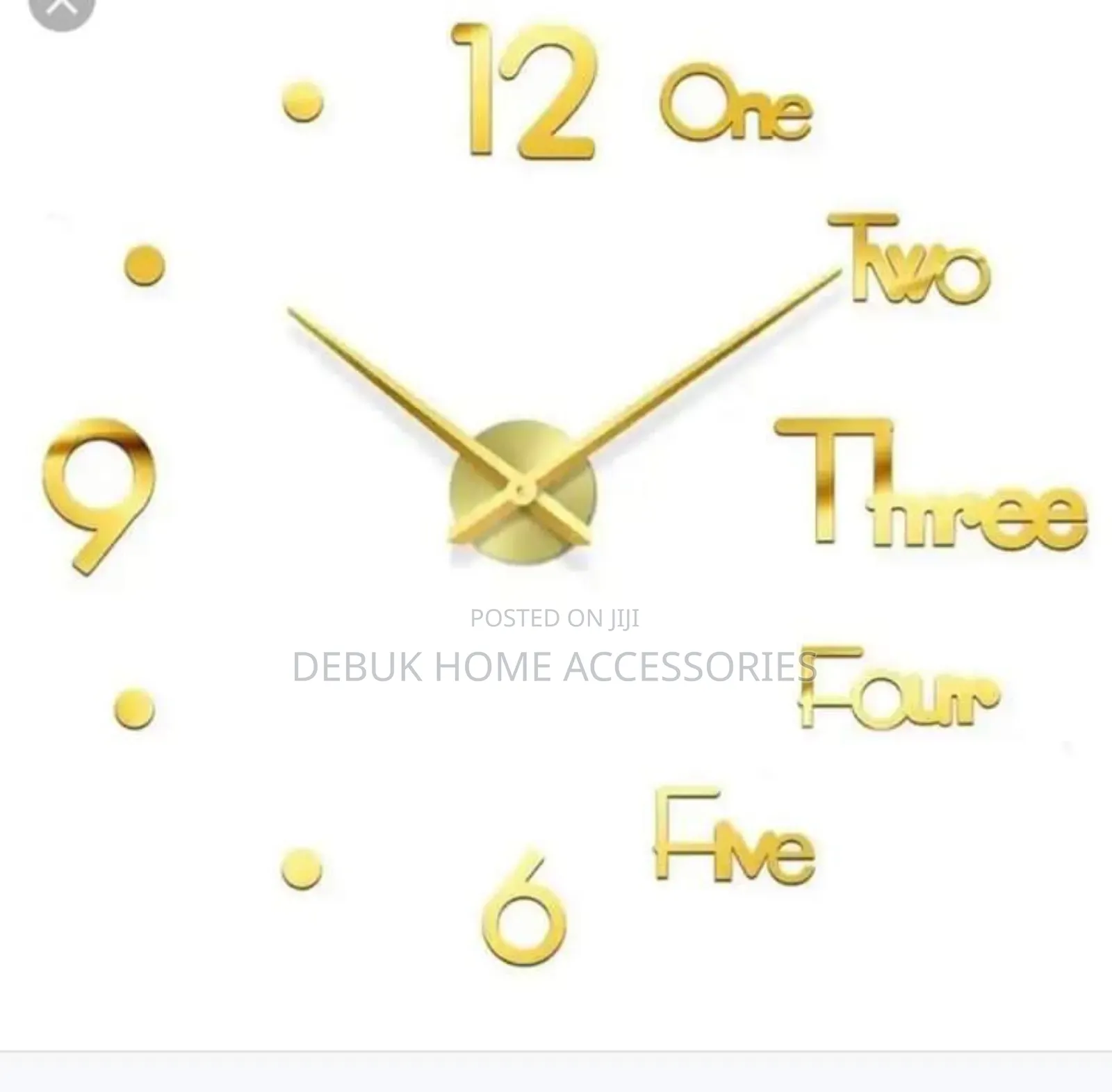 Gold Acrylic 3d Diy Clock, 120cm