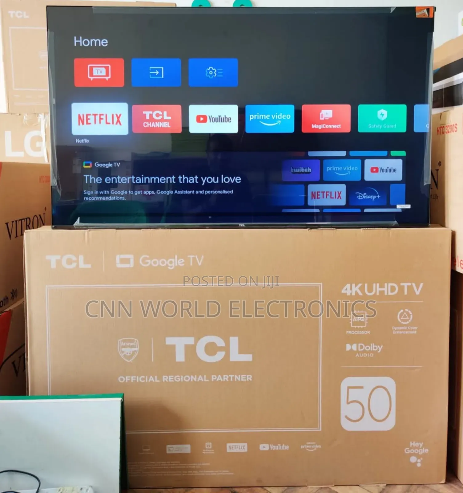 New TCL 50"Inch Android Smart Flameless Netflix Youtube App
