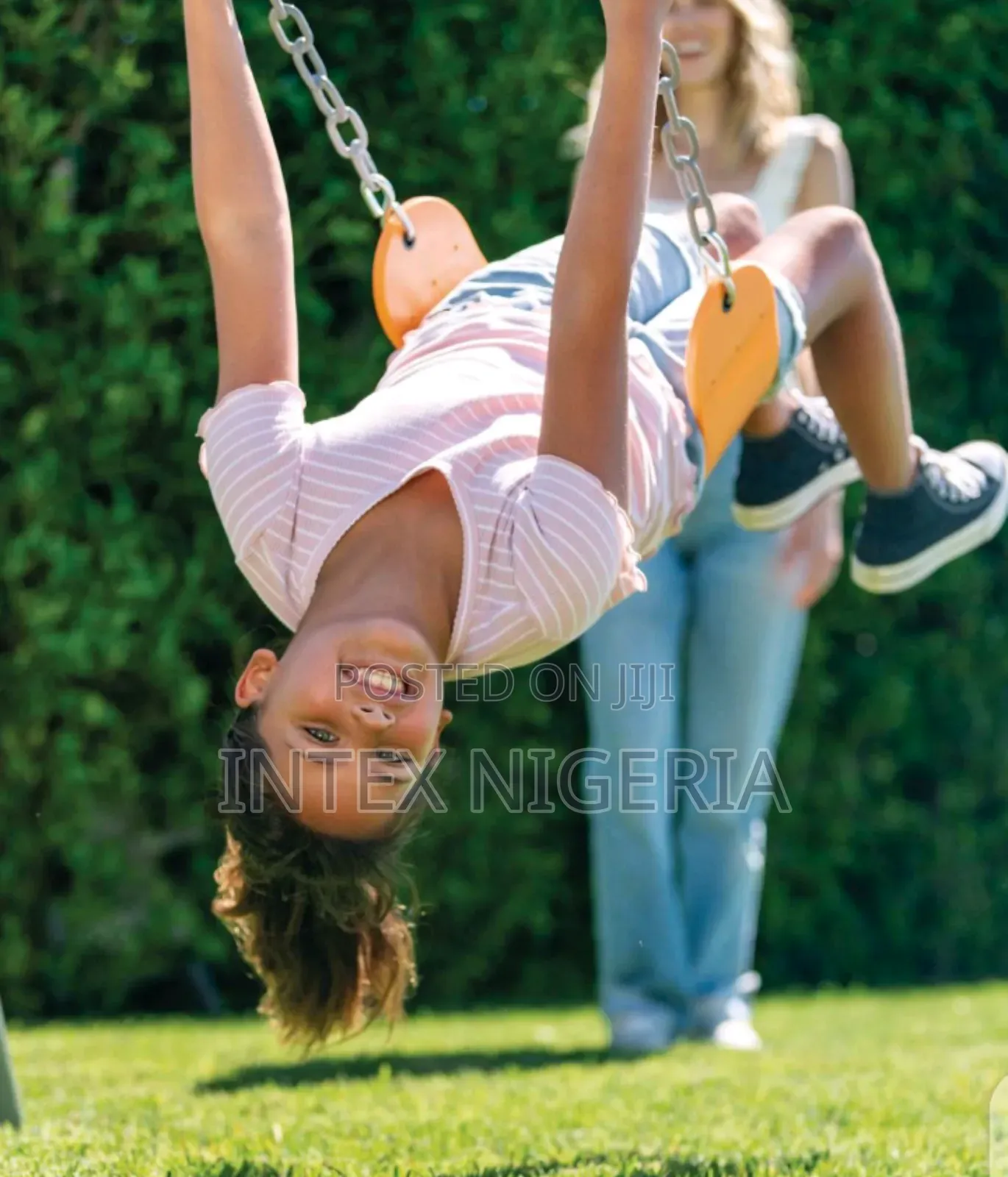 Gray Swing With Two Seats and Nest Swing