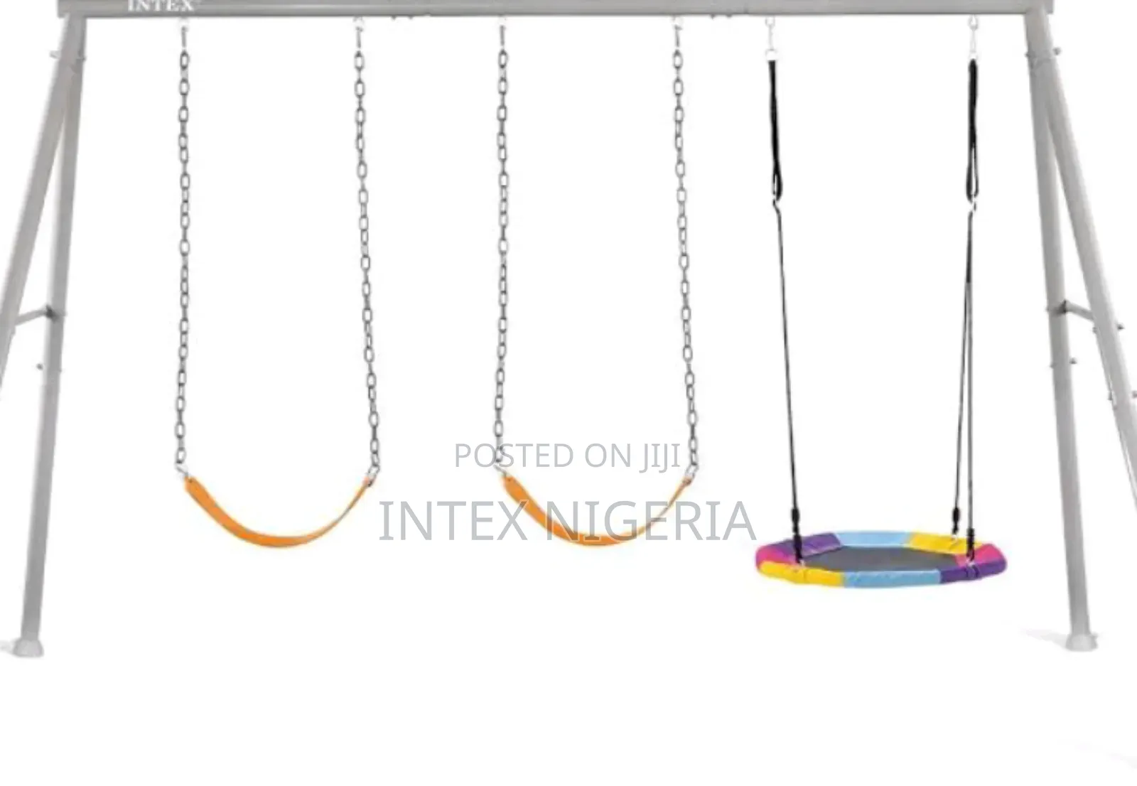 Gray Swing With Two Seats and Nest Swing