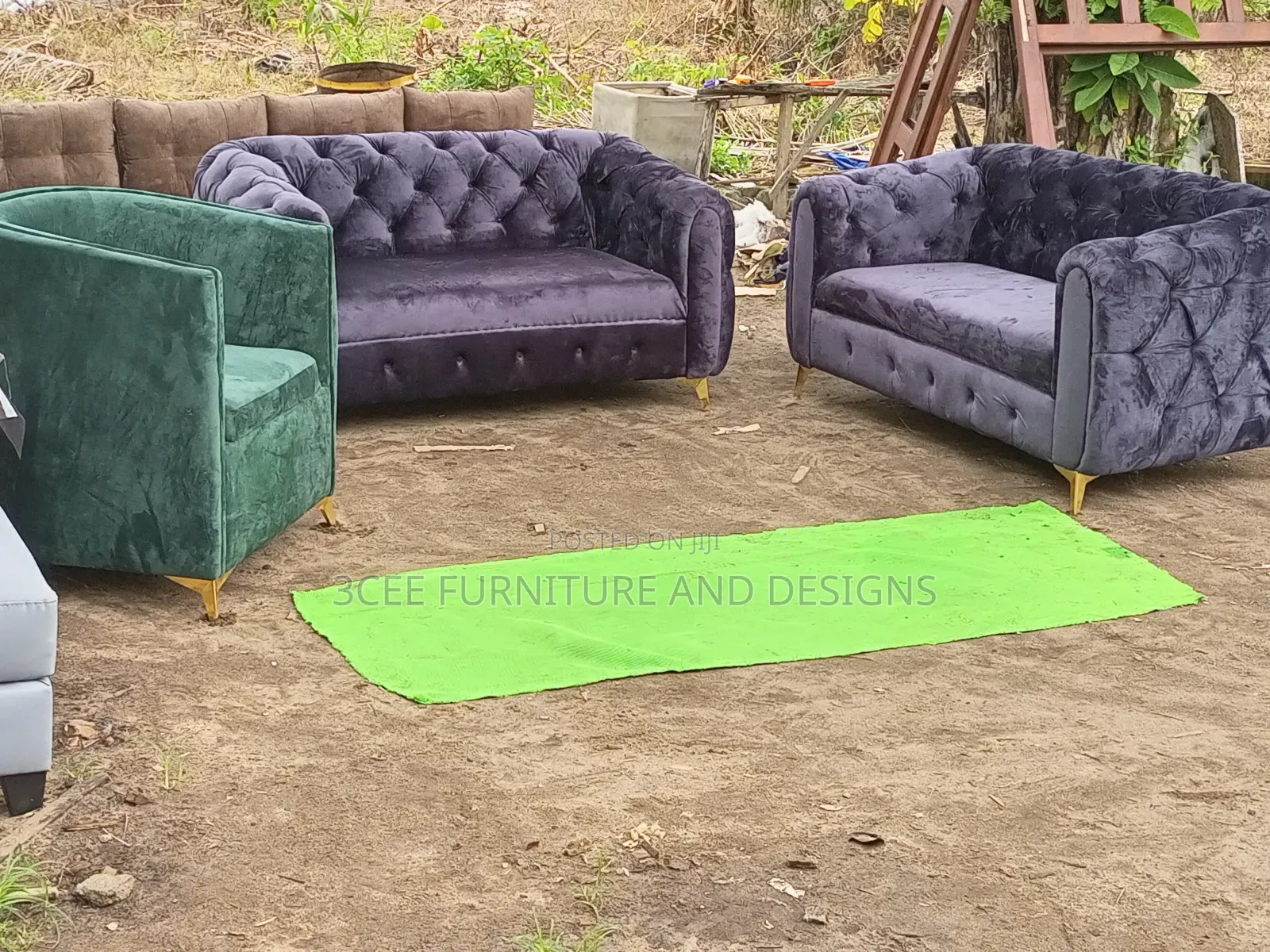 Dark Gray Velvet Couch 7 Sitter