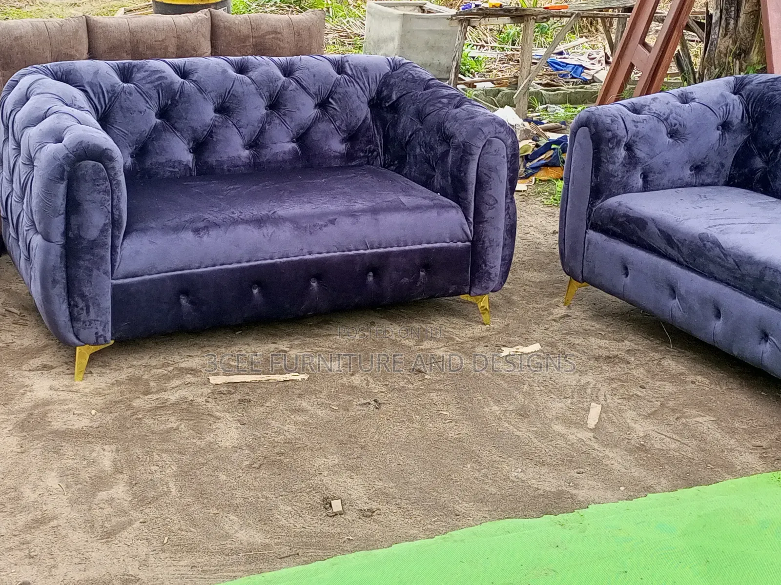 Dark Gray Velvet Couch 7 Sitter
