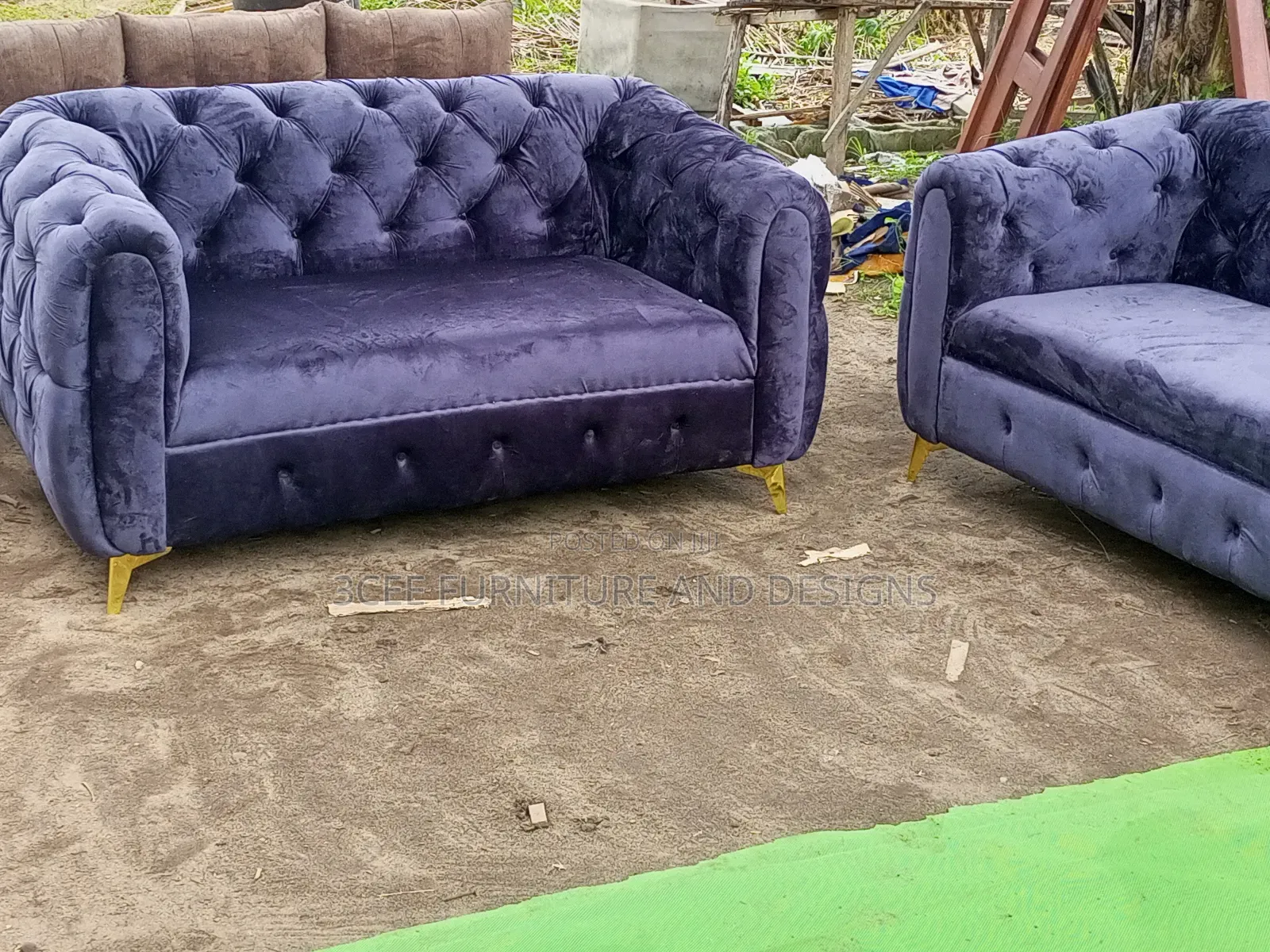 Dark Gray Velvet Couch 7 Sitter