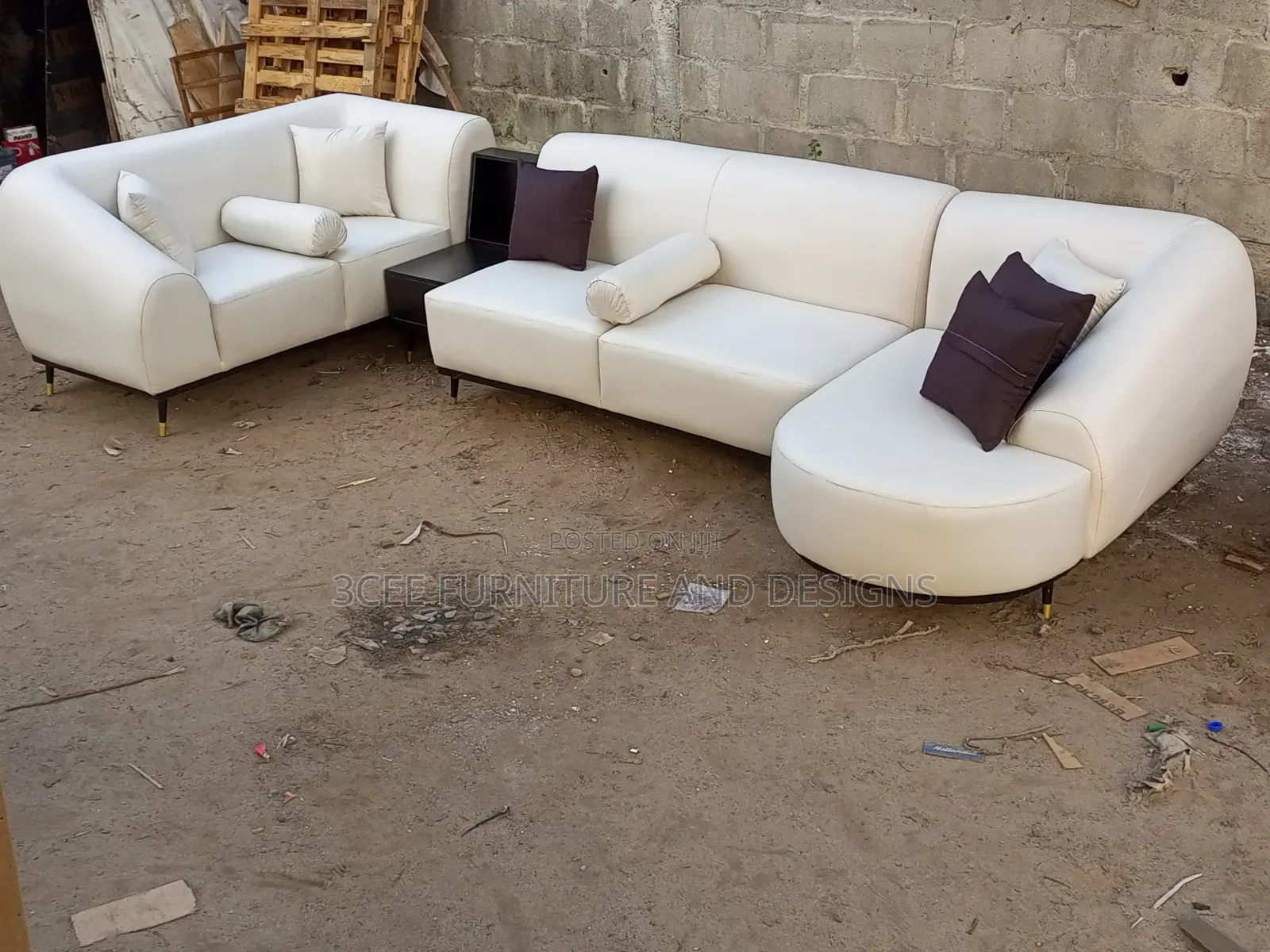 Modern U Shape Cream Color Couch