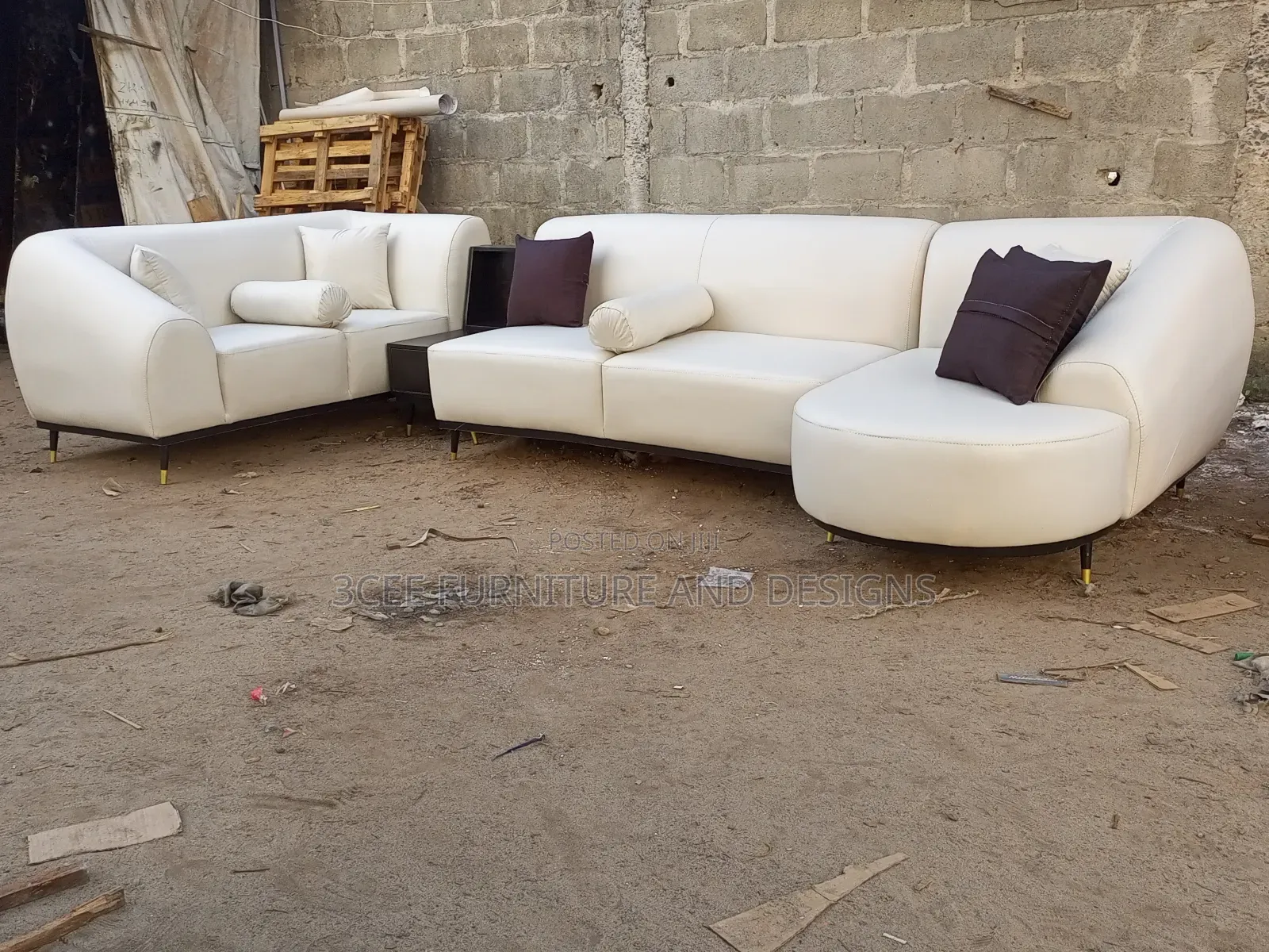 Modern U Shape Cream Color Couch