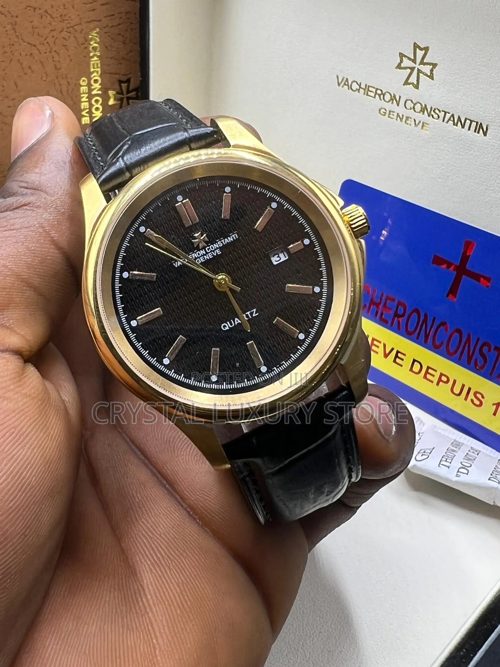 Vacheron Constantin Quality Men Genuine Leather Wristwatch