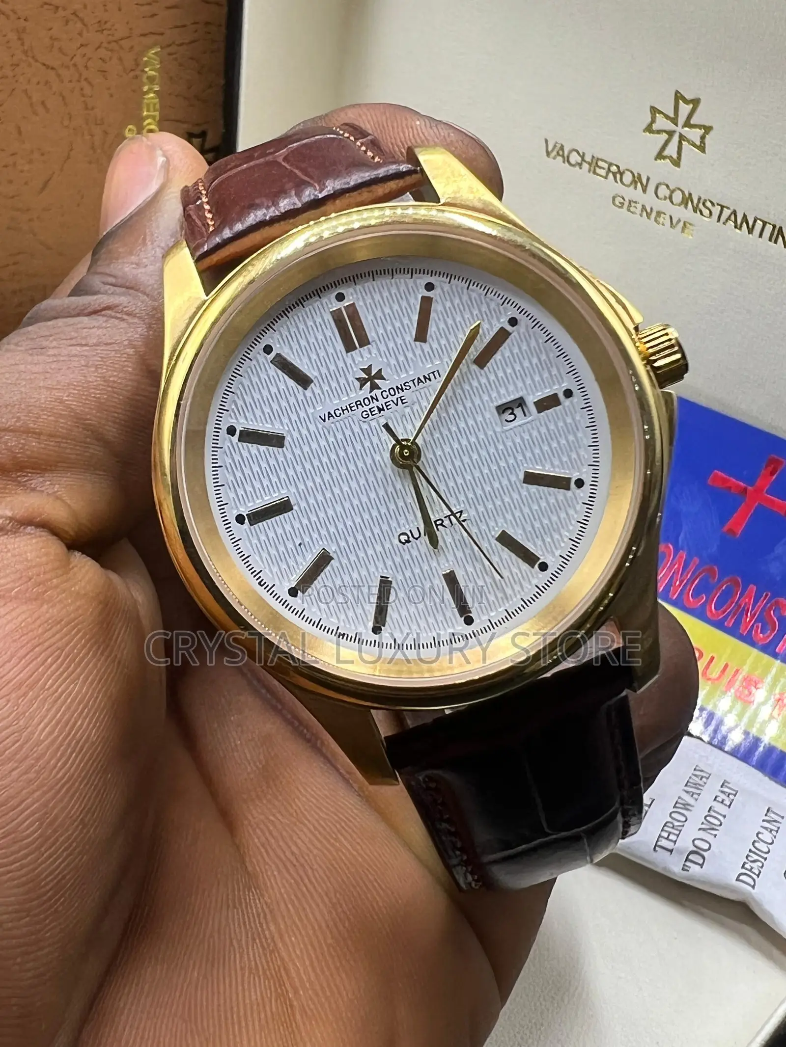 Vacheron Constantin Quality Men Genuine Leather Wristwatch