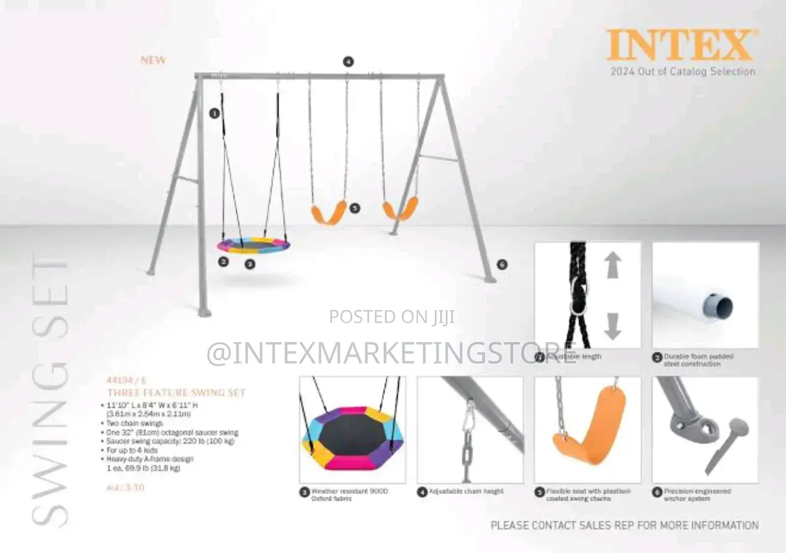 Intex 44134 Gray Swing With Two Seats and Nest Swing