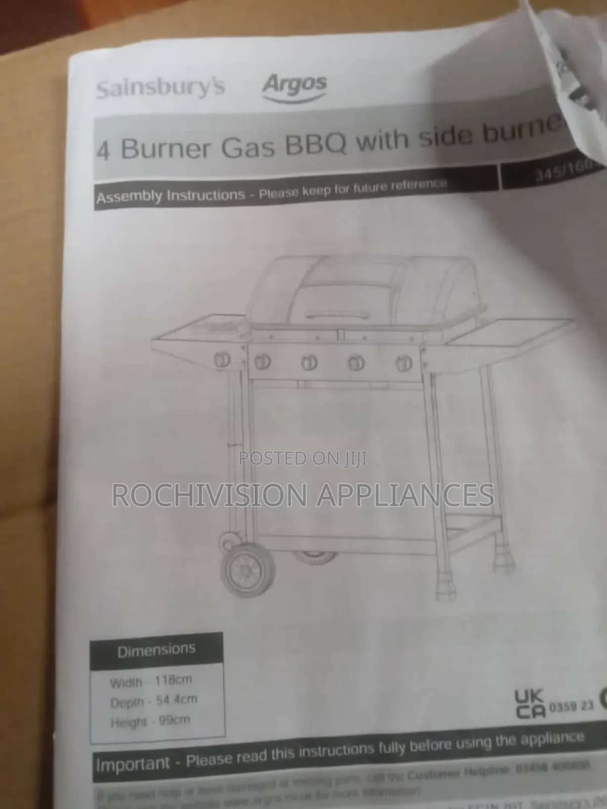 ARGOS 4 Burner Gas BBQ With Side Burner
