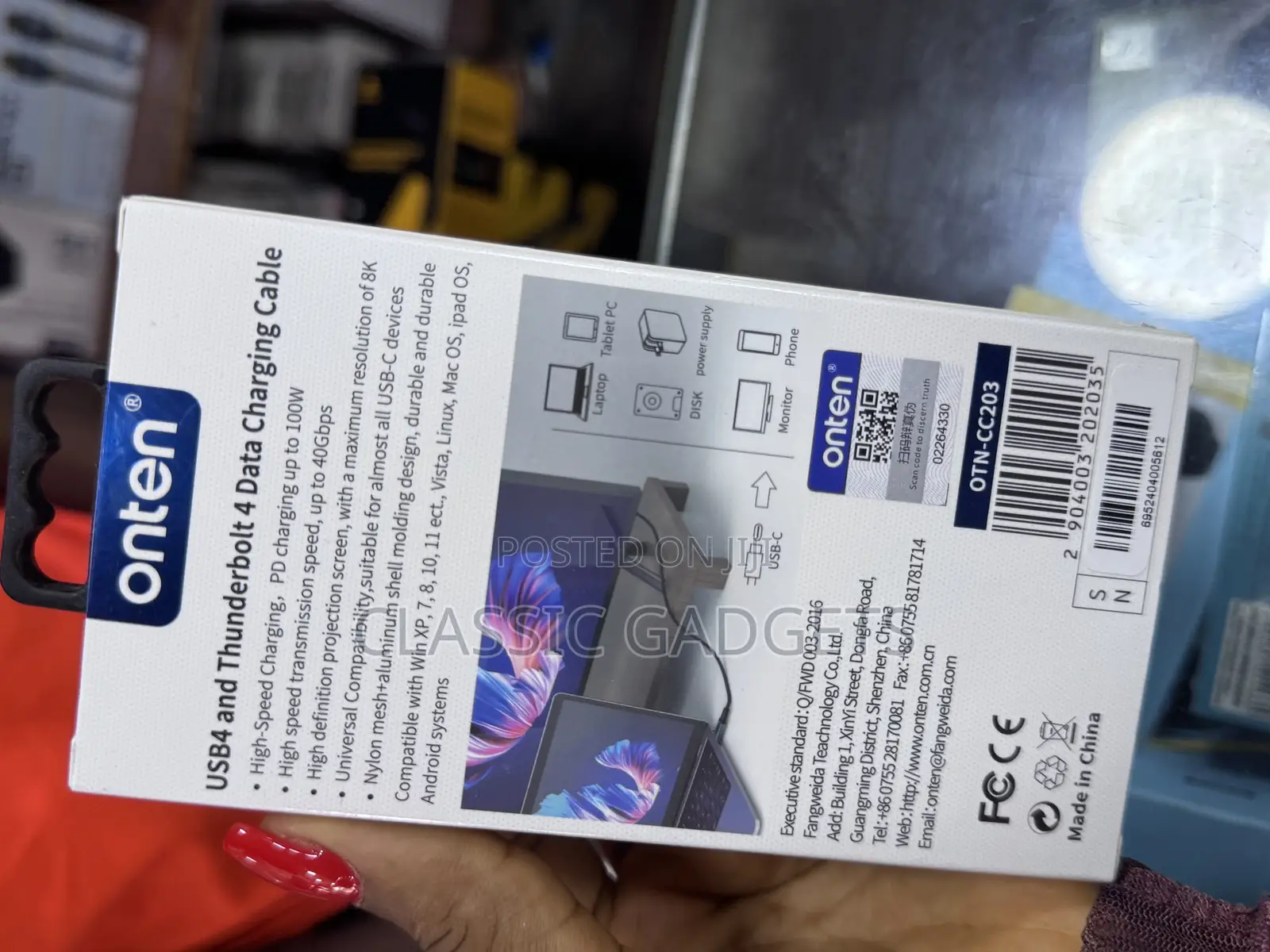 Onten USB4 and Thunderbolt 4 Data Charging Cable OTN-CC203