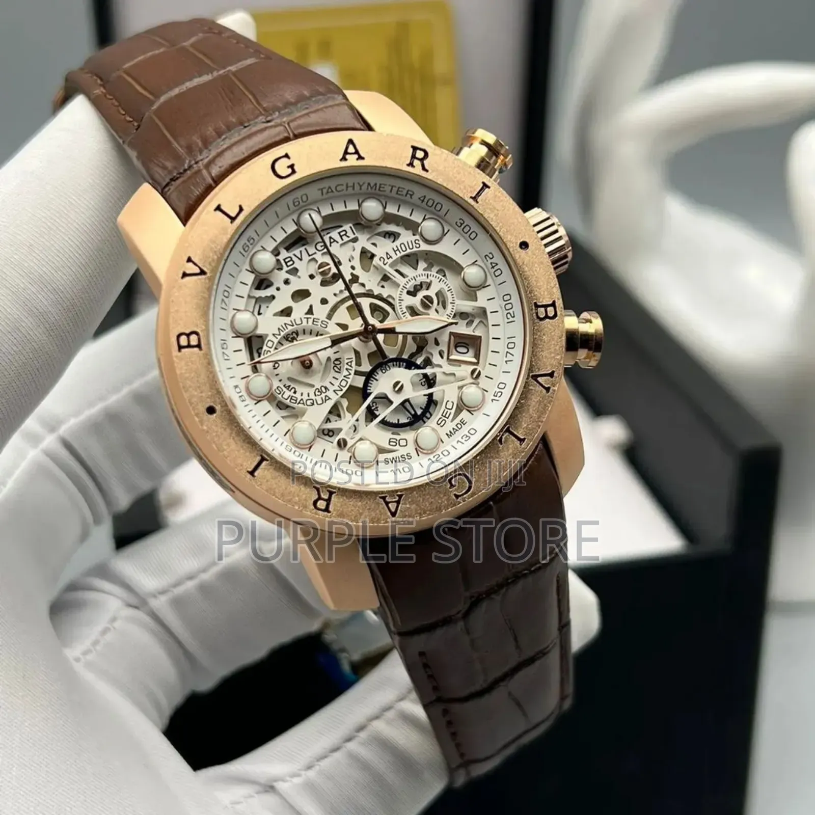 Bvlgari Chronograph-Leather-Wristwatches 
