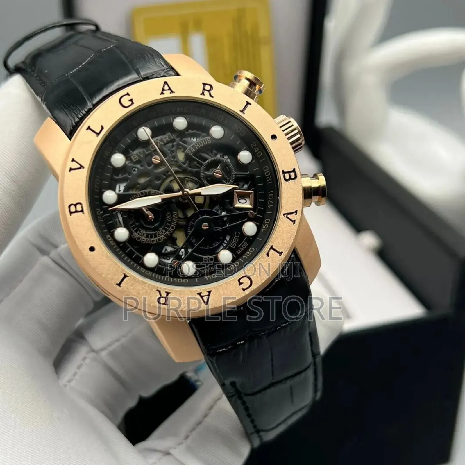 Bvlgari Chronograph-Leather-Wristwatches 