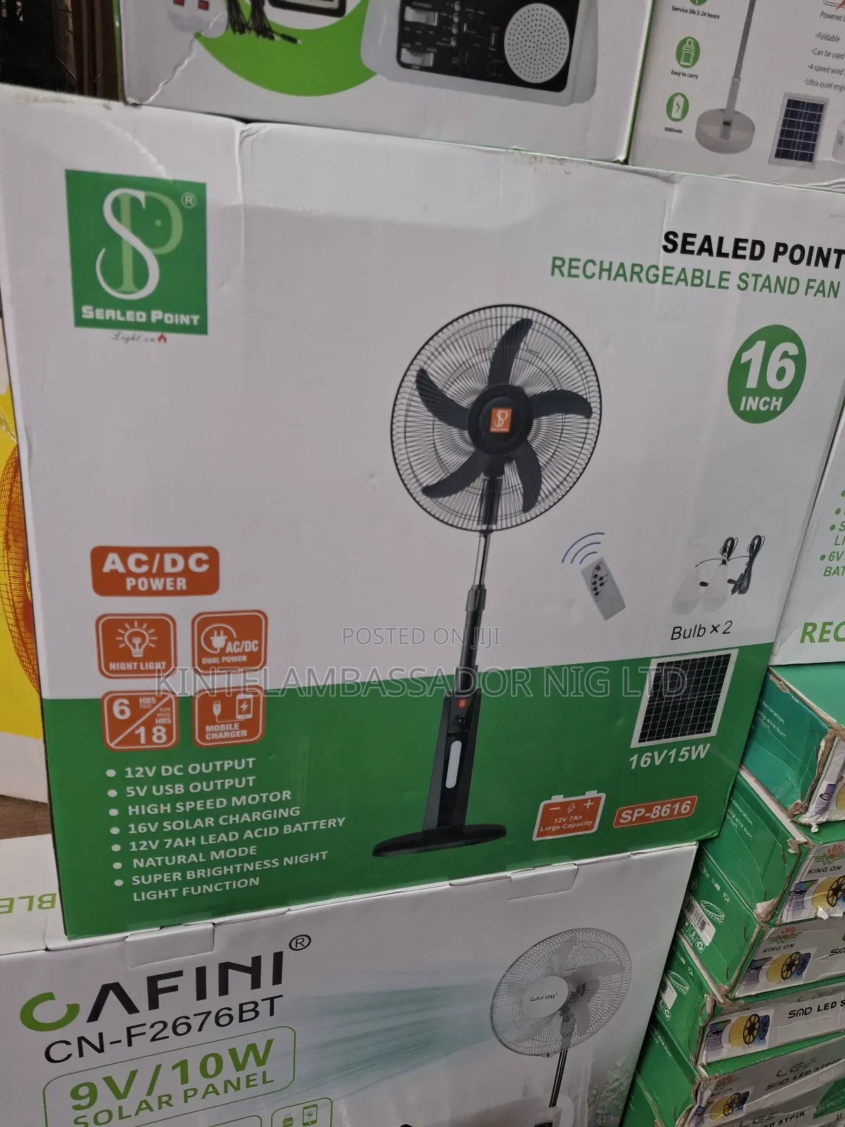 Sealed Point Rechargeable Standing Fan -16"