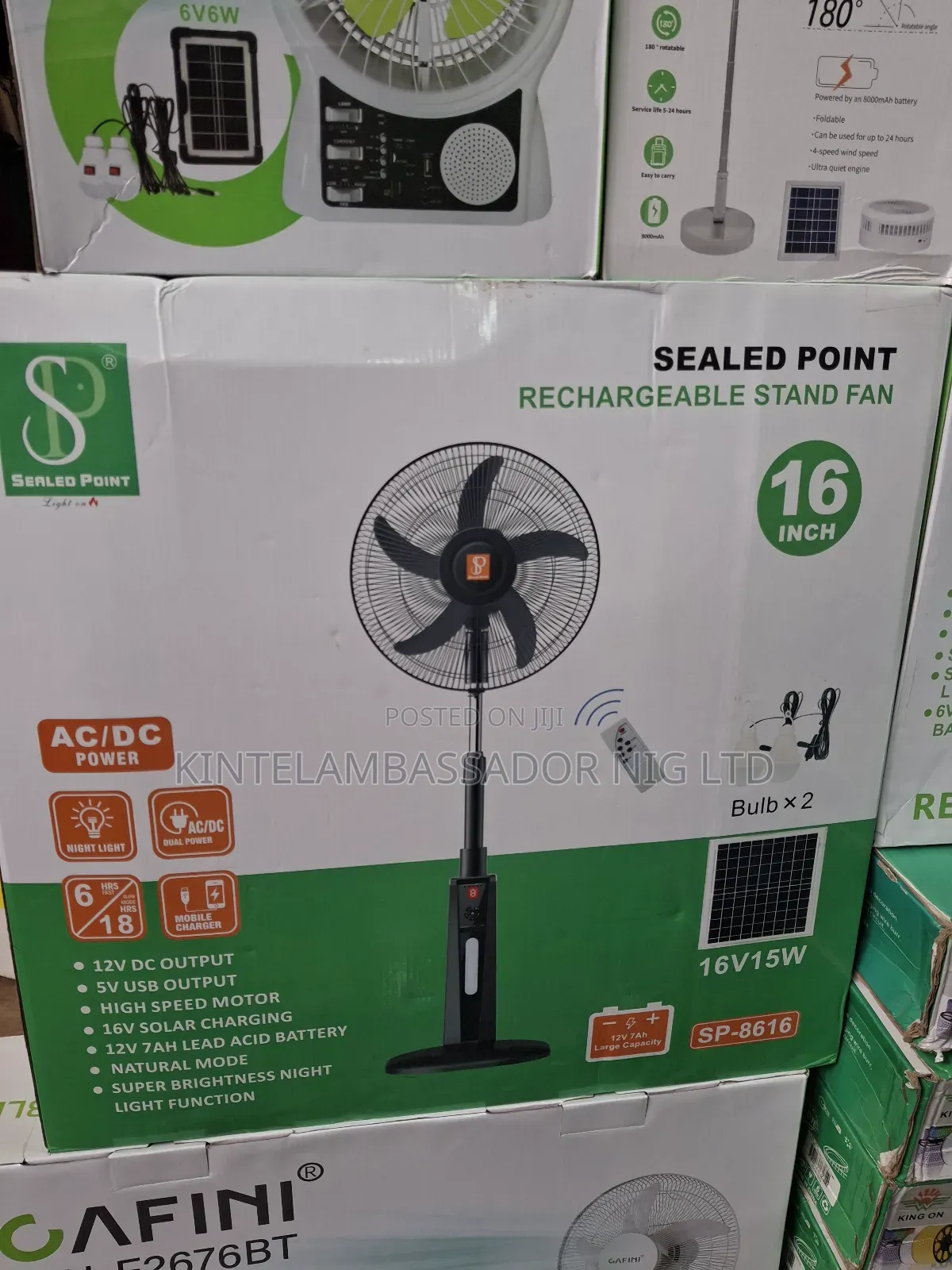 Sealed Point Rechargeable Standing Fan -16"