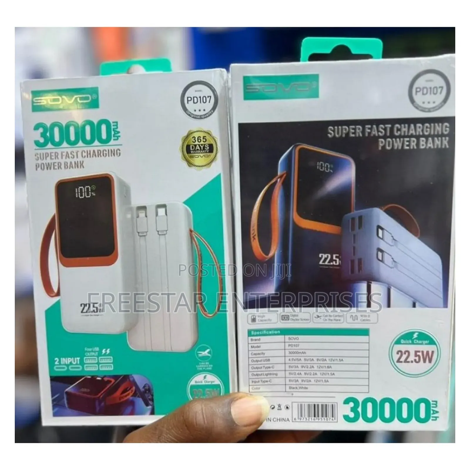 Sovo 30000mah Power Bank Inbuilt Cable. Sovo Power Bank