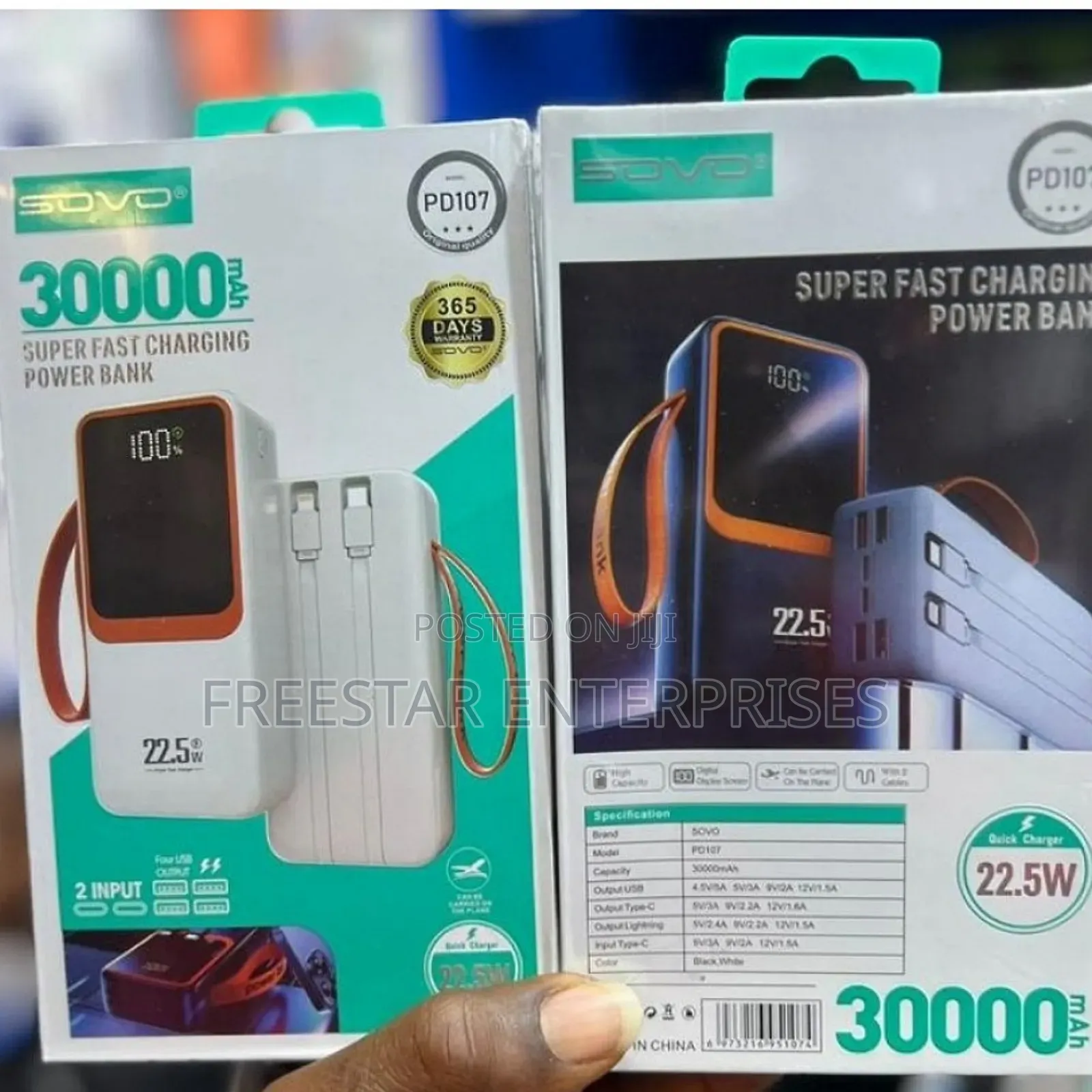 Sovo 30000mah Power Bank Inbuilt Cable. Sovo Power Bank