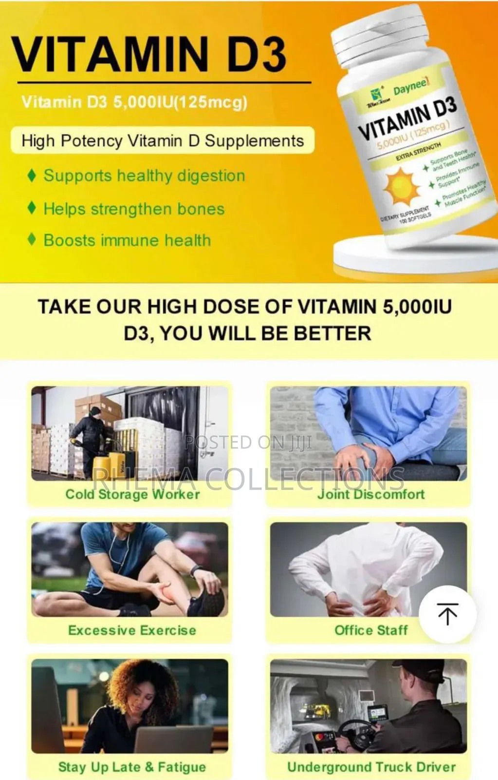 Vitamin D3 5,000iu (125mcg) Capsules For Calcium/Nutrient
