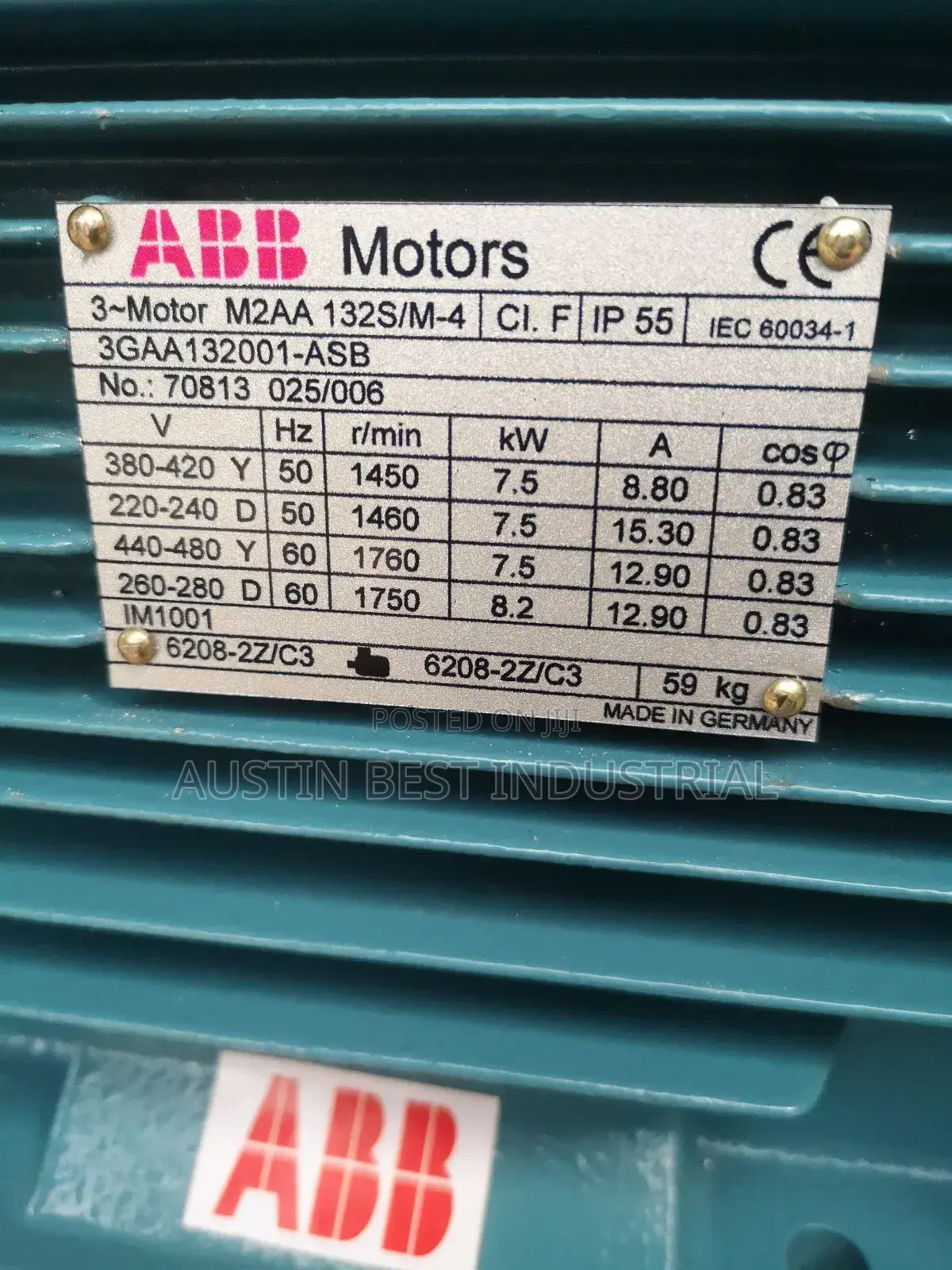 ABB Industrial Electric Motor 10hp 380V