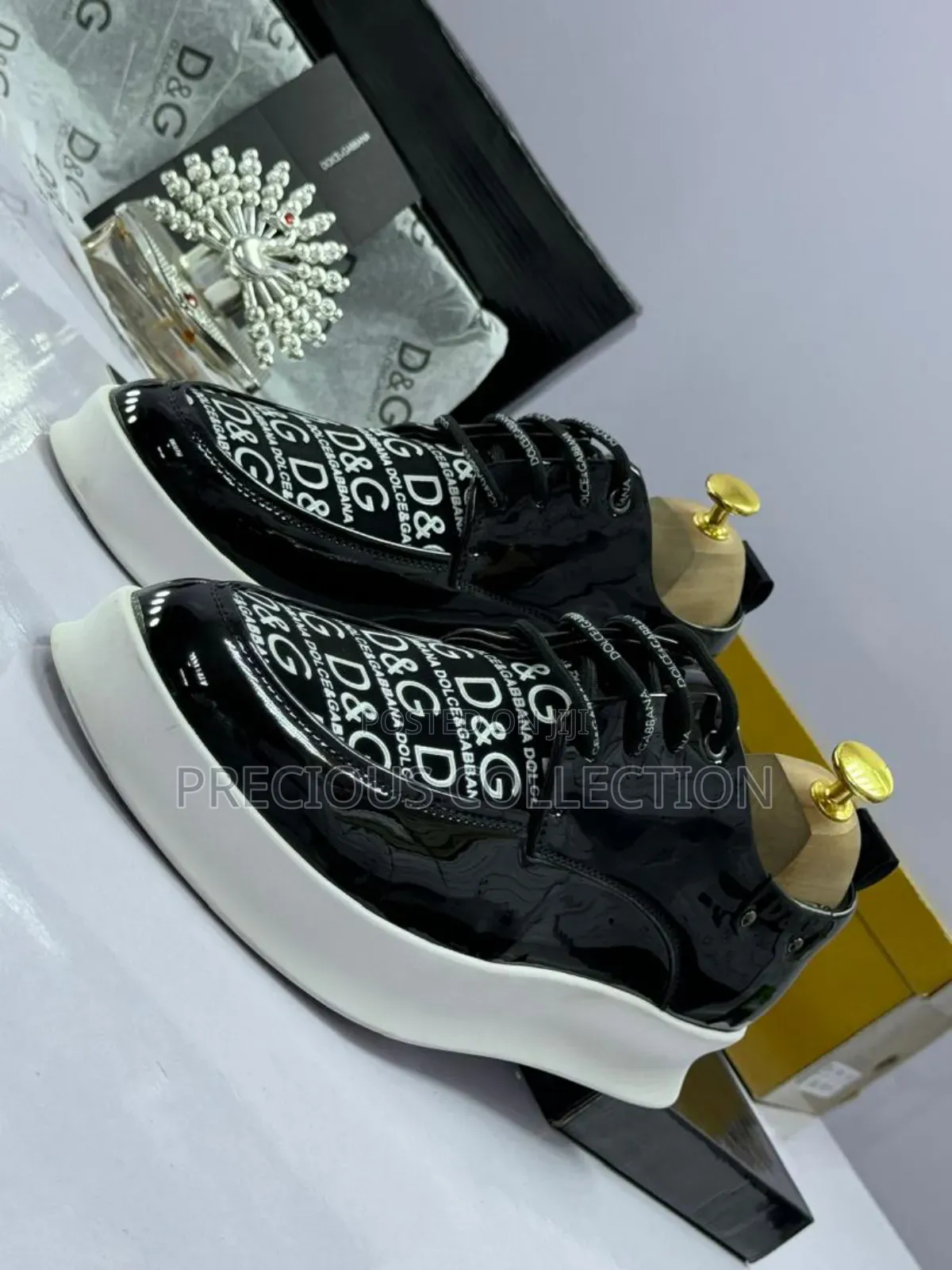 Dolce and Gabbana Men's Glossy Double White Sole With Lace